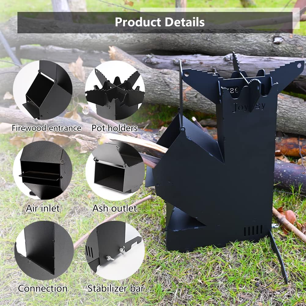 Rocket Stove Rocket Stove for Cooking Portable Wood Mini Burning Stove, Fire Camping Stove for Cooking backyard cooking Camping grill outdoor events BBQ Comes with storage bag