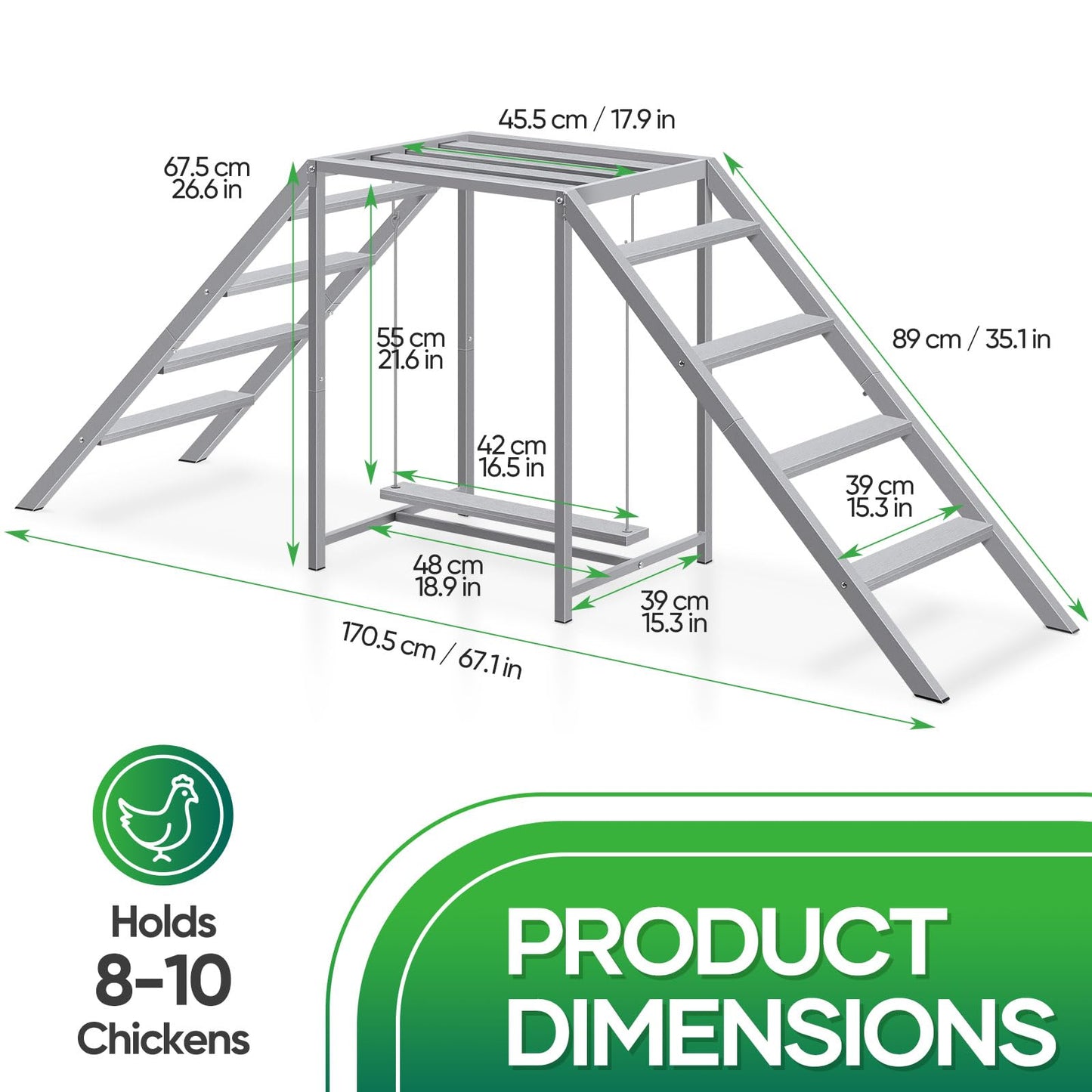 Chicken Coop, Chicken Perches with Swing, Chicken Roosting Bars, Chicken Run Accessories Toy, Wooden Chicken Ladder for Pet's Healthy & Happy, Sturdy and Easy to Clean, Suitable for Backyard Farm