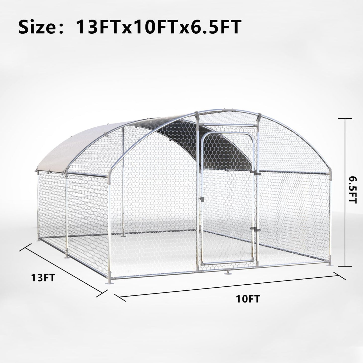 Large Metal Chicken Coop Walk-in Poultry Cage Chicken Run Pen Dog Kennel Duck House with Waterproof and Anti-Ultraviolet Cover for Outdoor Farm Use(9.8' L x 13.1' W x 6.4' H)