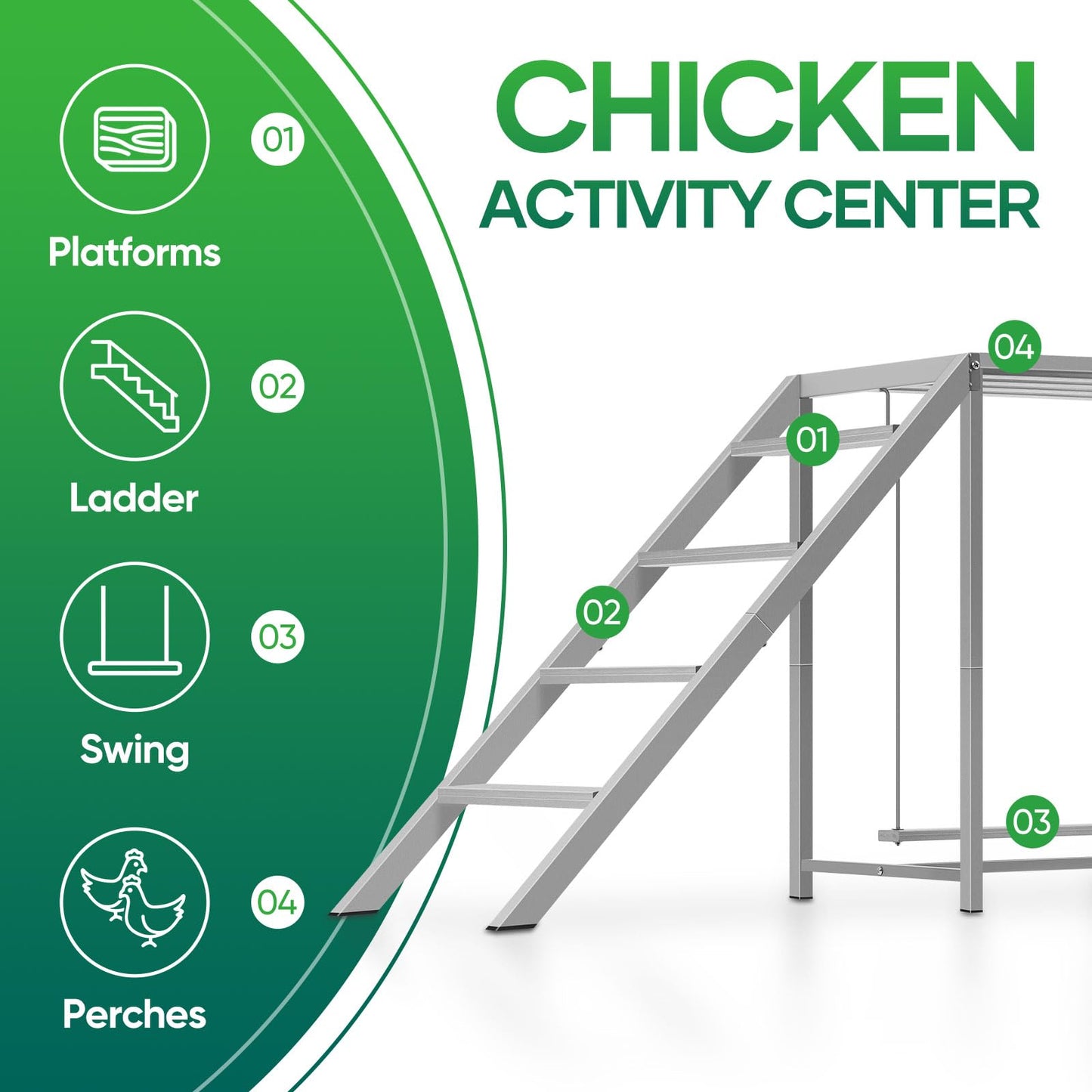 Chicken Coop, Chicken Perches with Swing, Chicken Roosting Bars, Chicken Run Accessories Toy, Wooden Chicken Ladder for Pet's Healthy & Happy, Sturdy and Easy to Clean, Suitable for Backyard Farm