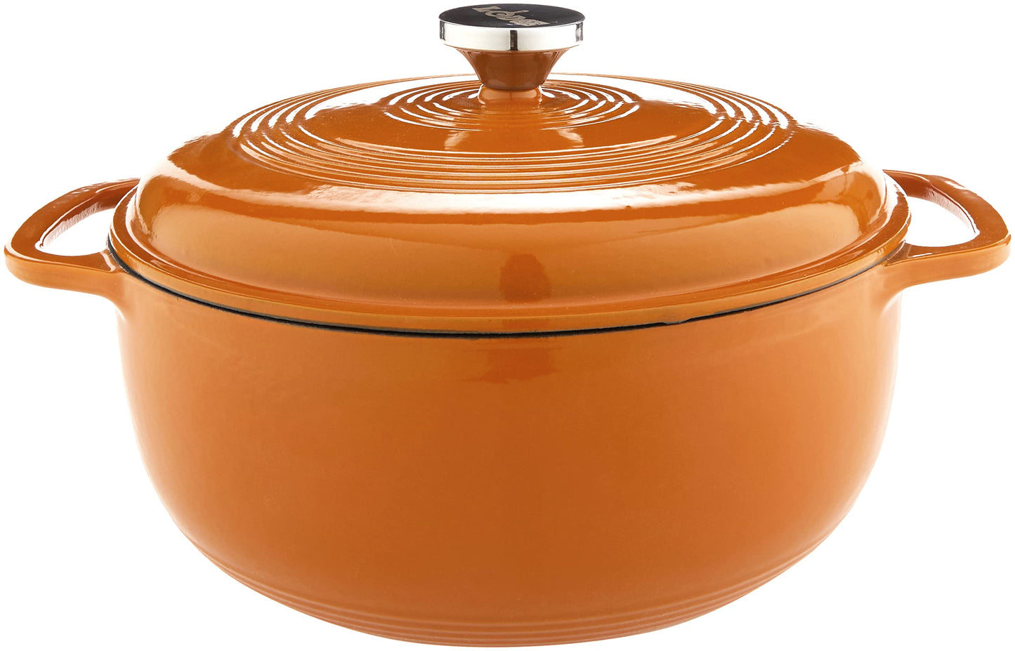 Lodge 6 Quart Enameled Cast Iron Dutch Oven with Lid – Dual Handles – Oven Safe up to 500° F or on Stovetop - Use to Marinate, Cook, Bake, Refrigerate and Serve – Blue