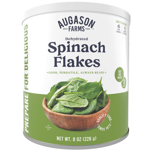 Augason Farms Dehydrated Spinach Flakes Can, Emergency Food Supply, Everyday Meals, 45 Servings