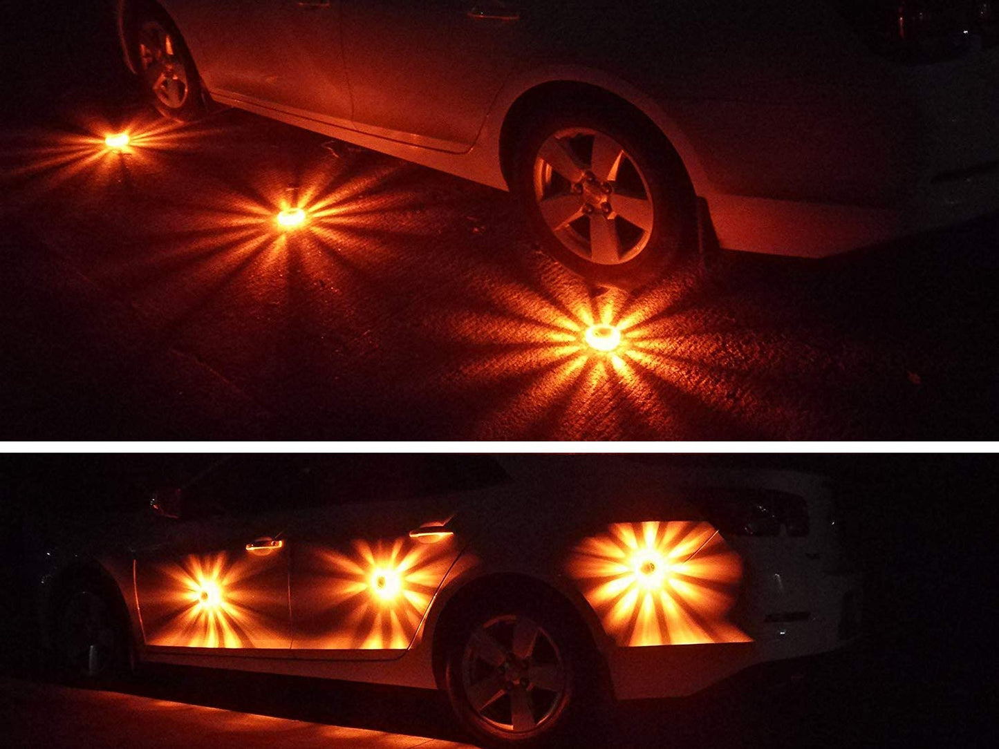 Tobfit 6 Pack LED Road Flares Emergency Lights Roadside Safety Beacon Disc Flashing Warning Flare Kit with Magnetic Base & Hook for Car Truck Boats | 9 Flash Modes (Batteries Not Included) (6)