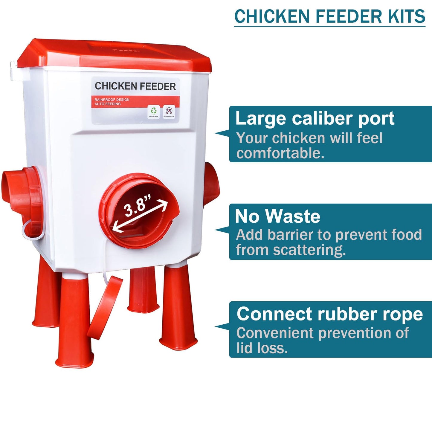 Float-Controlled Automatic Chicken Waterer & No Waste Feeder Kits - Chicken Coop Accessories, Poultry Waterer and Feeder, Two Buckets 3 Gallon/26 Pounds