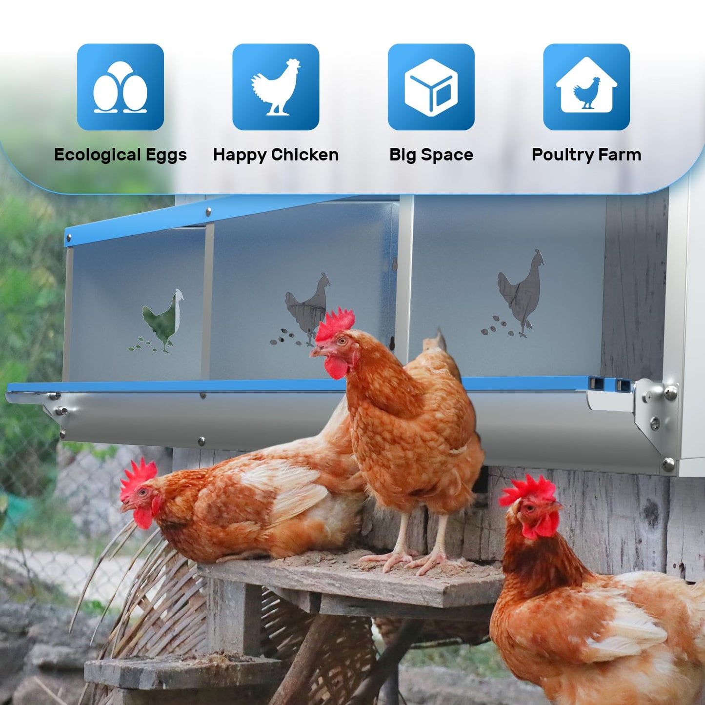 Chicken Nesting Box 8 Compartments Laying Boxes for Chicken Hens Ducks Poultry Protect Eggs Chicken Coop Easy Egg Collection Wall Mount Metal Nest Box for Chicken Coop