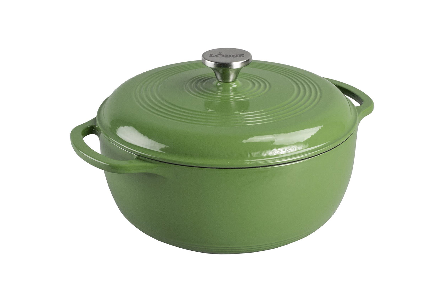 Lodge 6 Quart Enameled Cast Iron Dutch Oven with Lid – Dual Handles – Oven Safe up to 500° F or on Stovetop - Use to Marinate, Cook, Bake, Refrigerate and Serve – Blue