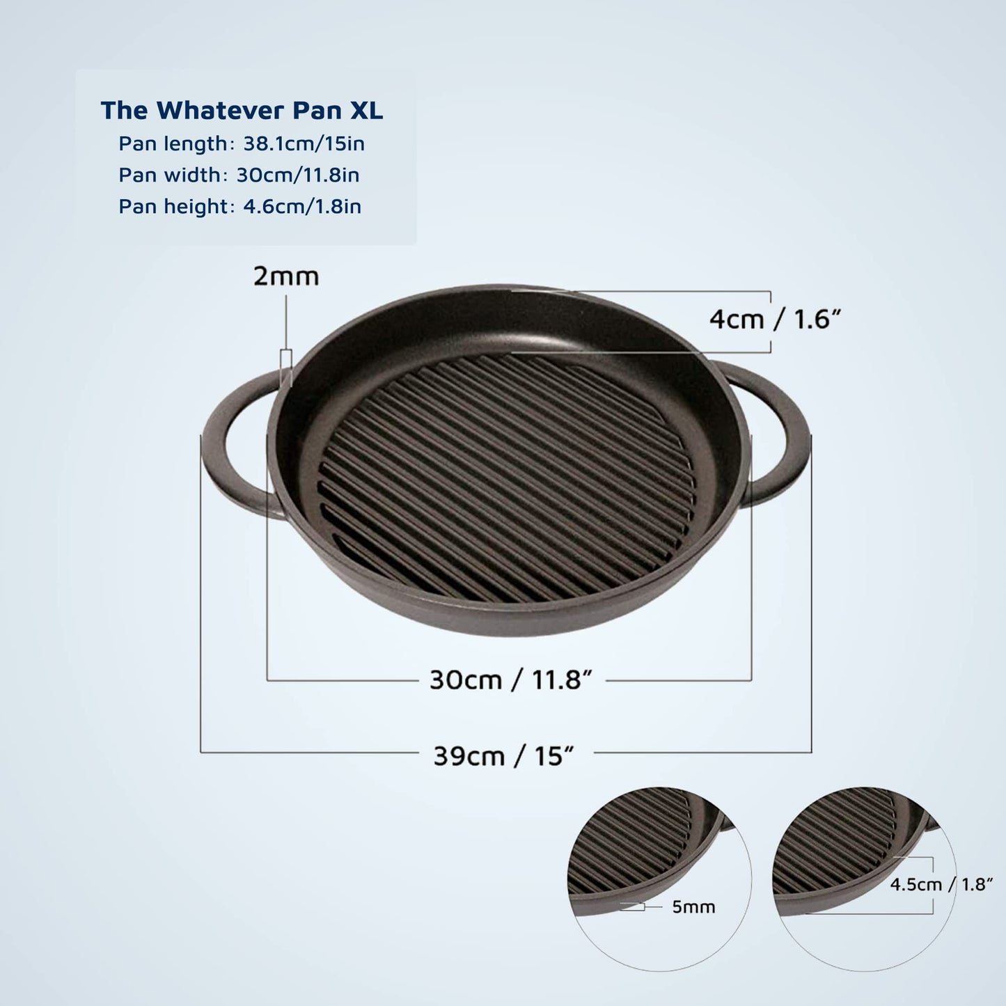 The Whatever Pan Cast Aluminum Griddle Pan for Stove Top - Lighter than Cast Iron Skillet Pancake Griddle with Lid - Nonstick Stove Top Grill 10.6" Diameter by Jean Patrique