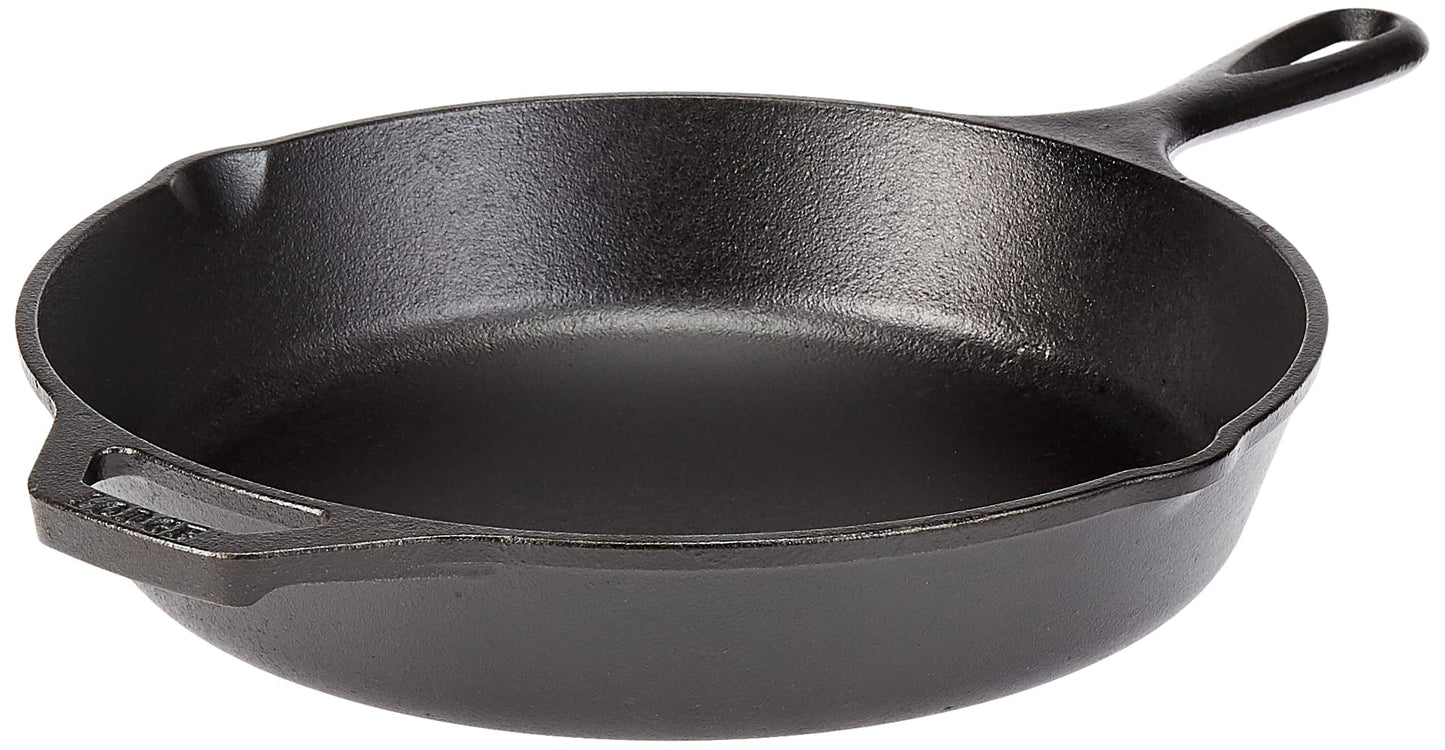 Lodge 10.25 Inch Cast Iron Pre-Seasoned Skillet – Signature Teardrop Handle - Use in the Oven, on the Stove, on the Grill, or Over a Campfire, Black