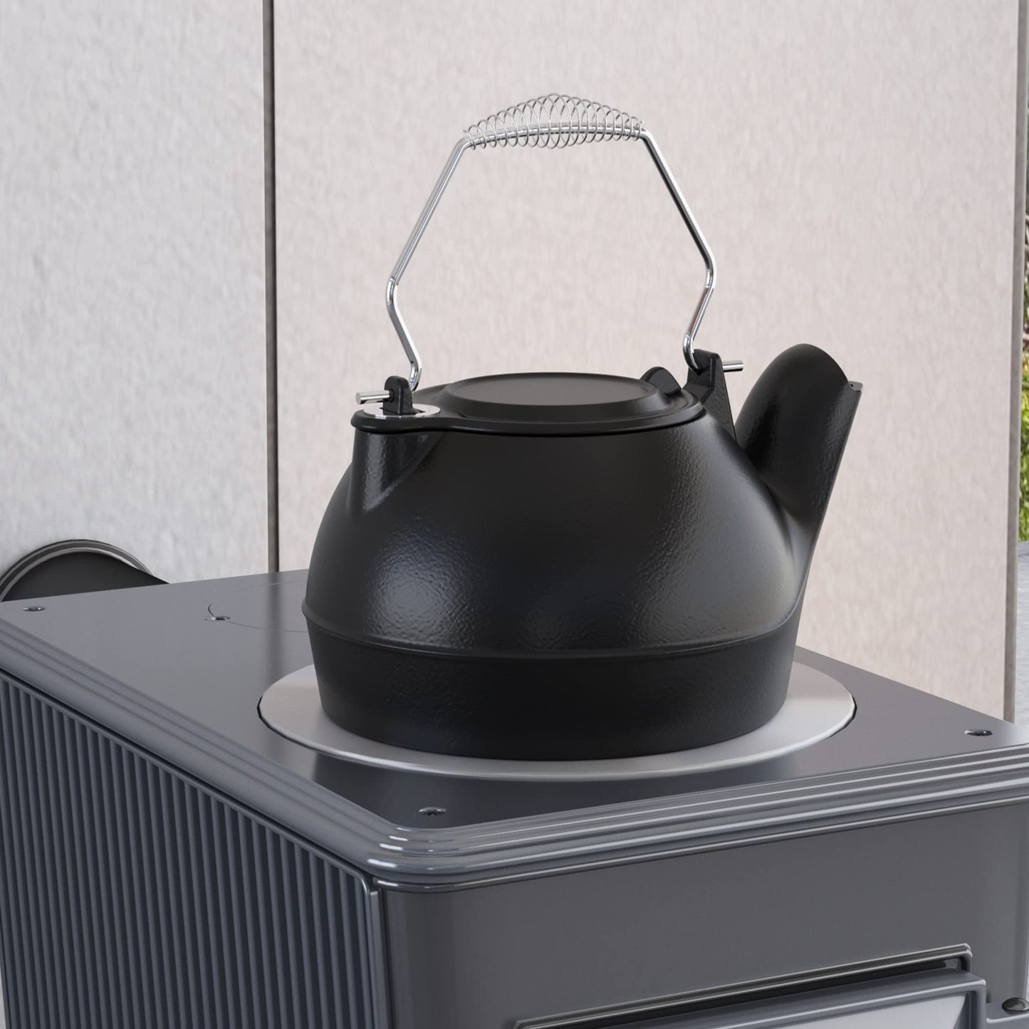 Fire Beauty Humidifying Iron Kettle，Stove Humidifier，Wood Stove Kettle，Cast Iron，Chrome handle