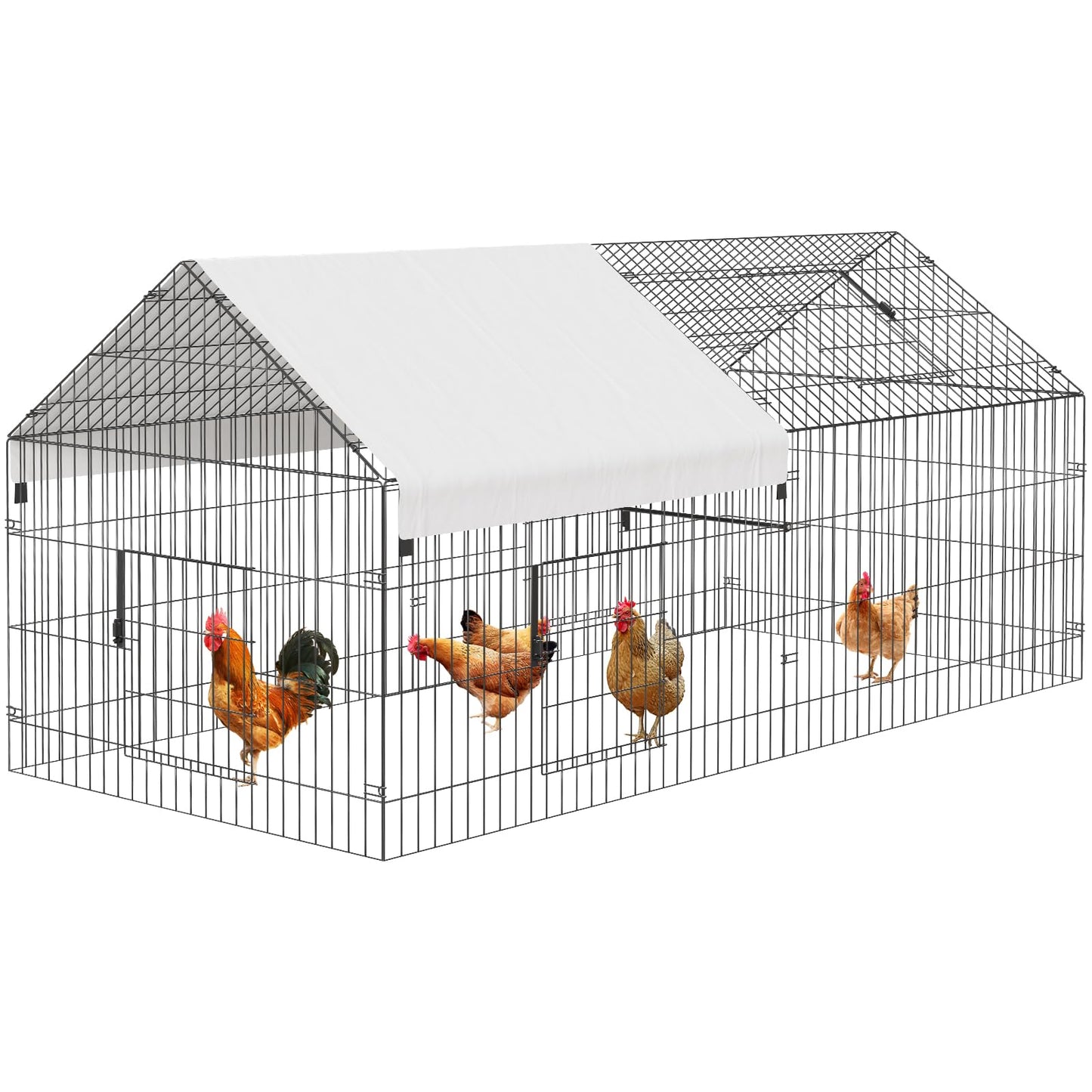 Metal Chicken Coop 86"×40"×40" Chicken Run with Waterproof Cover Portable Poultry Cage Walk in Hen House Outdoor Backyard Farm Animal Enclosure Crate Pet Playpen Exercise Pen for Rabbit Duck