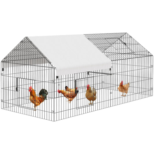 Metal Chicken Coop 86"×40"×40" Chicken Run with Waterproof Cover Portable Poultry Cage Walk in Hen House Outdoor Backyard Farm Animal Enclosure Crate Pet Playpen Exercise Pen for Rabbit Duck