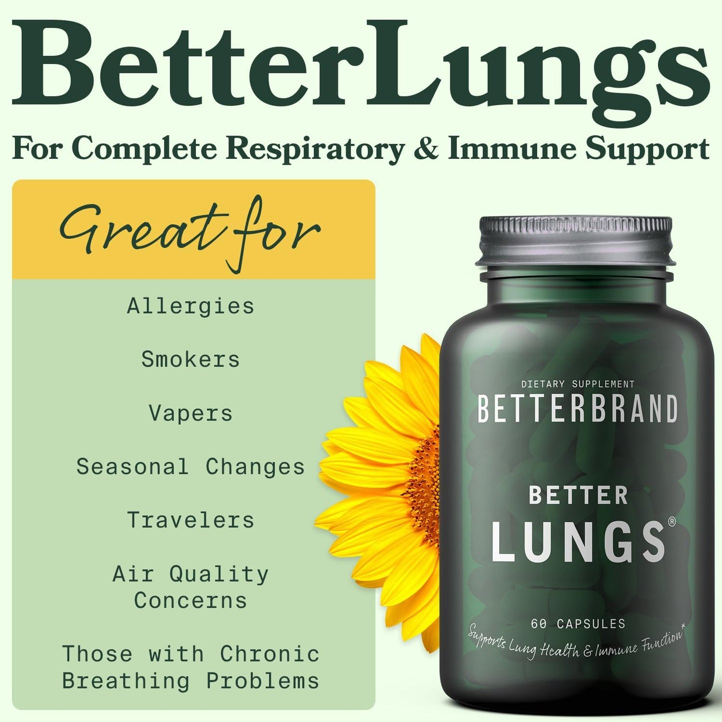 Betterbrand Better Lungs Health Pack - Better Lungs Capsules & Mullein Leaf Tincture Drops | Complete Respiratory Health Supplement | Pack - 30 Days Supply