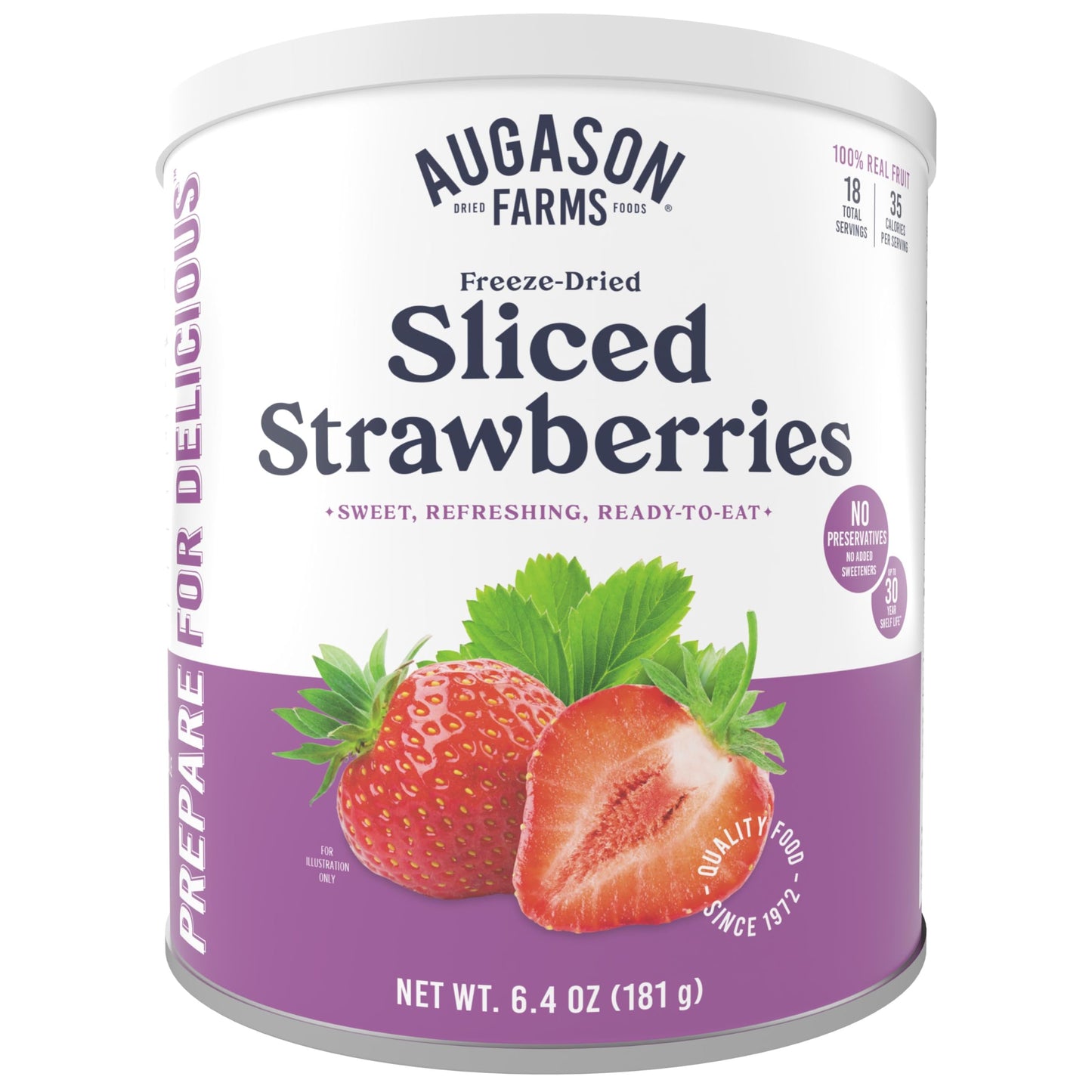 Augason Farms Freeze Dried Sliced Strawberries Can, Emergency Food Supply, Everyday Meals, 18 Servings