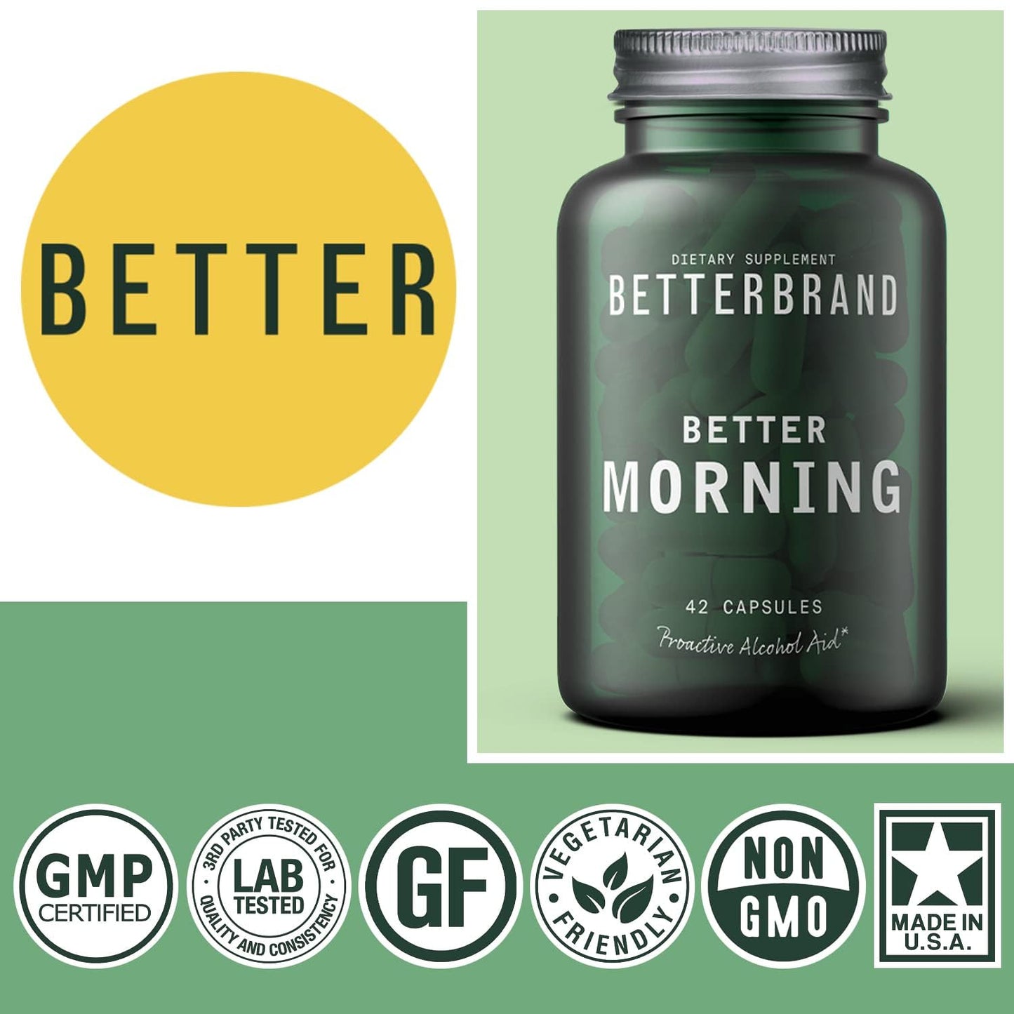 Betterbrand BetterMorning All-Natural Ingredients Including DHM | Prevents Headaches & Nausea and Supports Liver Aid | Gluten-Free, Vegetarian (10x Single Serving Packets)