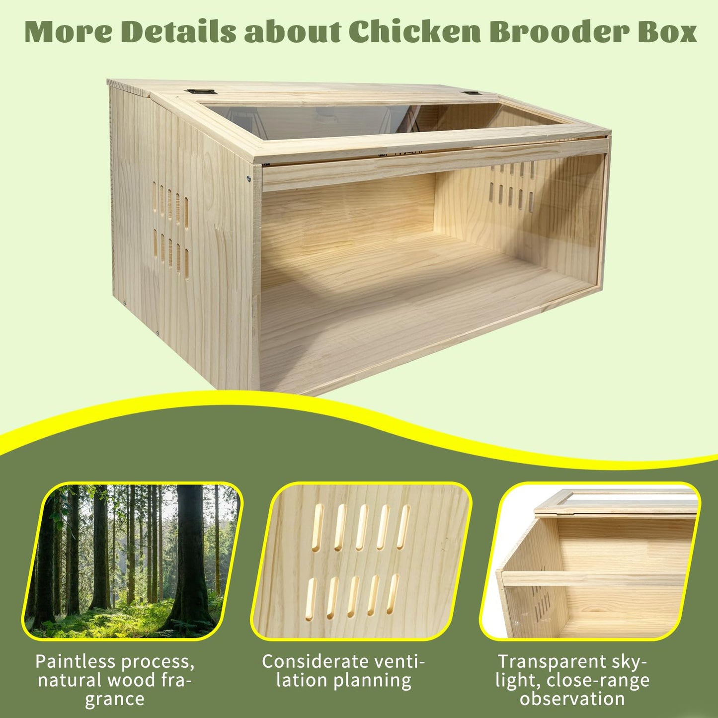 25-Piece Large Chicken Brooder Box Kit, All-in-One Kit Brooder Box, Drawer Manure Separation, Up to 35 Chicks Capacity, Brooder for Chicks, Ducks, Quails, Hamsters, Pattern C, 32" L x 16" W x 16" H