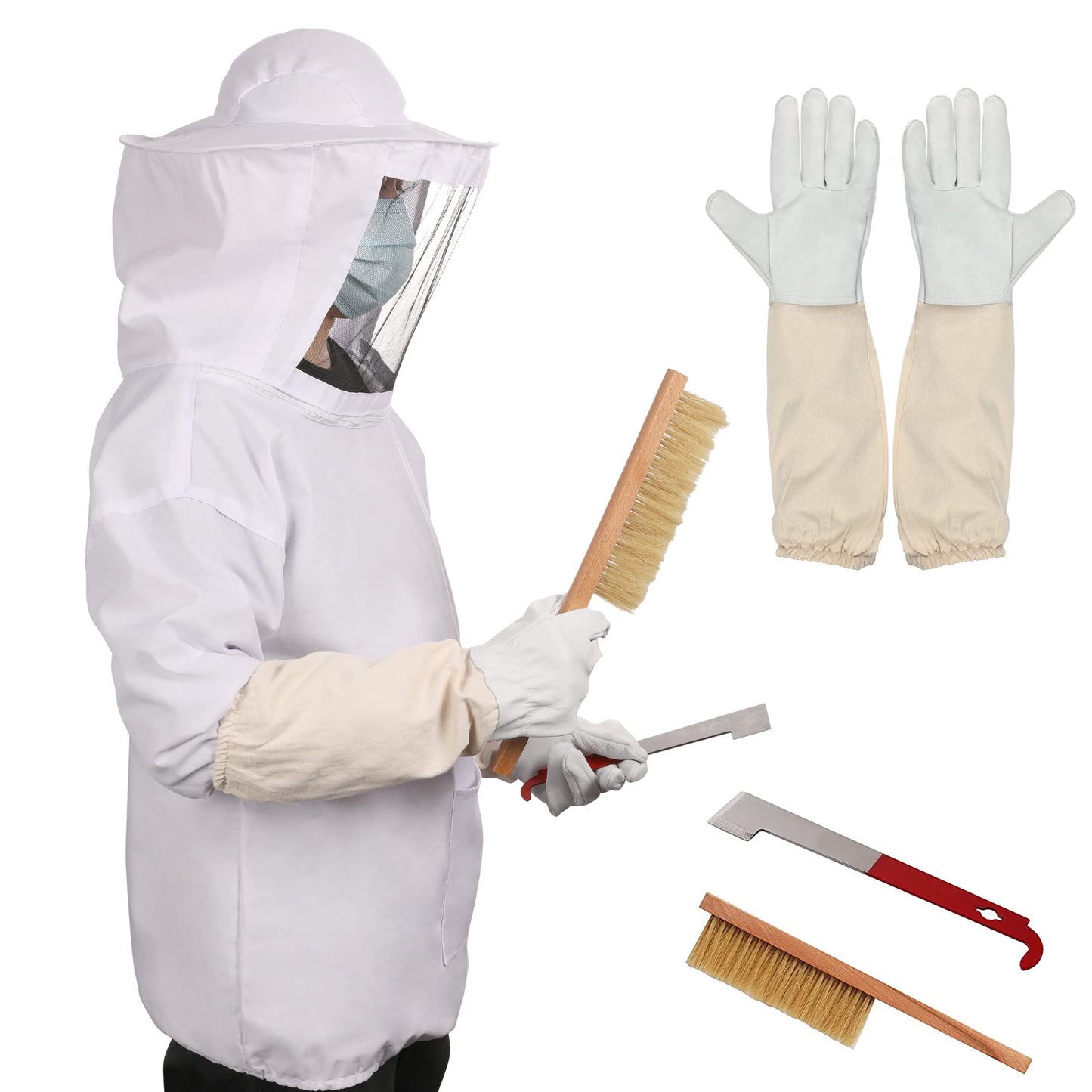 Bee Suit Bee keeper Suit for Men Women Sting Proof Beekeeper Suit with Glove &Ventilated Hood Bee Keeping Starter kit & Beekeeping Supplies