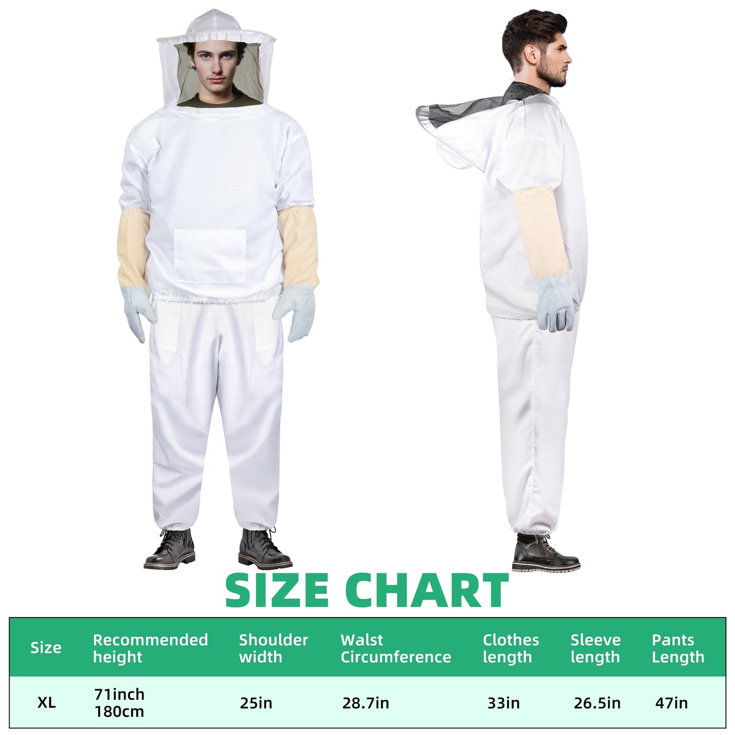 Bee Suit Bee keeper Suit for Men Women Sting Proof Beekeeper Suit with Glove &Ventilated Hood Bee Keeping Starter kit & Beekeeping Supplies