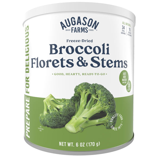 Augason Farms Freeze Dried Broccoli Florets & Stems Can, Emergency Food Supply, Everyday Meals, 34 Servings