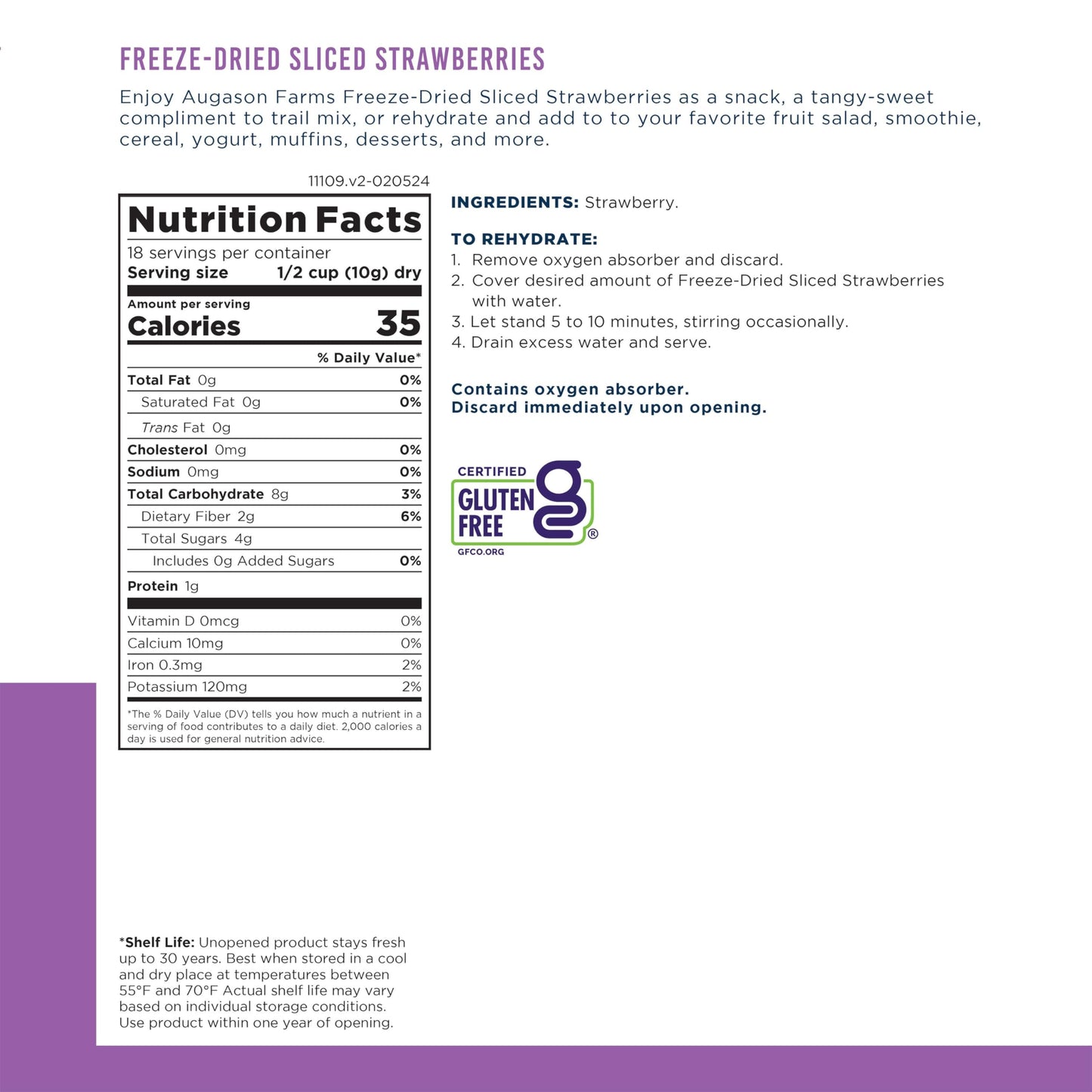 Augason Farms Freeze Dried Sliced Strawberries Can, Emergency Food Supply, Everyday Meals, 18 Servings