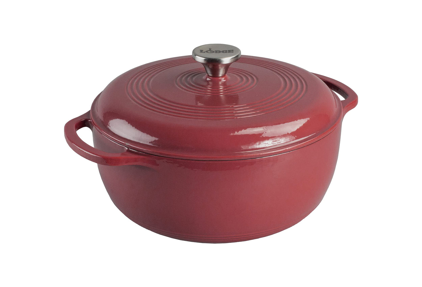 Lodge 6 Quart Enameled Cast Iron Dutch Oven with Lid – Dual Handles – Oven Safe up to 500° F or on Stovetop - Use to Marinate, Cook, Bake, Refrigerate and Serve – Blue