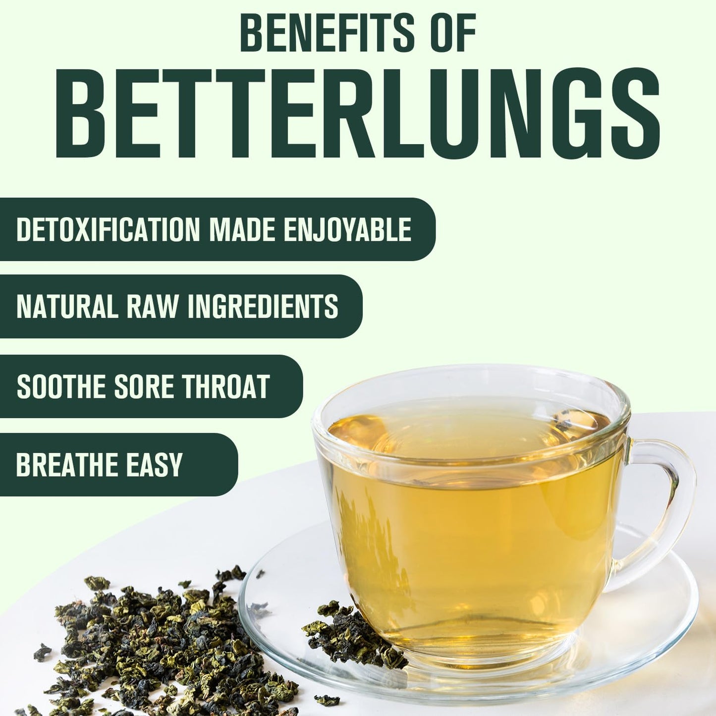 Betterbrand BetterLungs Detox Tea - 15 Herbal Tea Bags - Mullein Leaf, Ginseng, Elderberry, Ginger & Thyme for Lung Cleanse, Congestion Relief, Mucus Detox - Caffeine Free