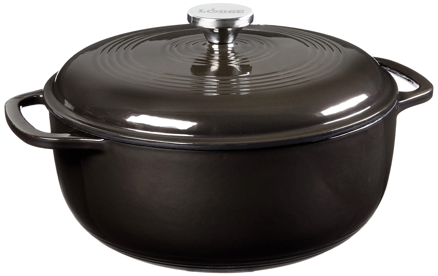 Lodge 6 Quart Enameled Cast Iron Dutch Oven with Lid – Dual Handles – Oven Safe up to 500° F or on Stovetop - Use to Marinate, Cook, Bake, Refrigerate and Serve – Blue