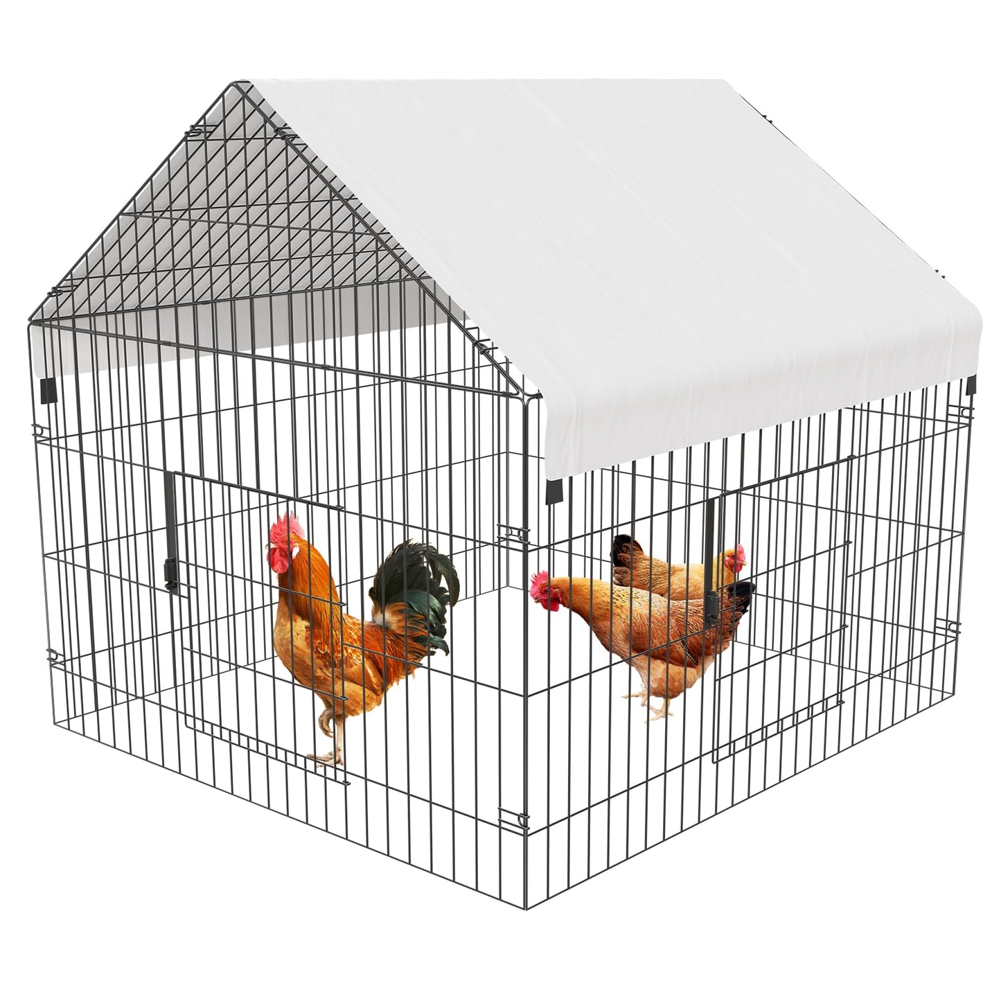 Metal Chicken Coop 86"×40"×40" Chicken Run with Waterproof Cover Portable Poultry Cage Walk in Hen House Outdoor Backyard Farm Animal Enclosure Crate Pet Playpen Exercise Pen for Rabbit Duck