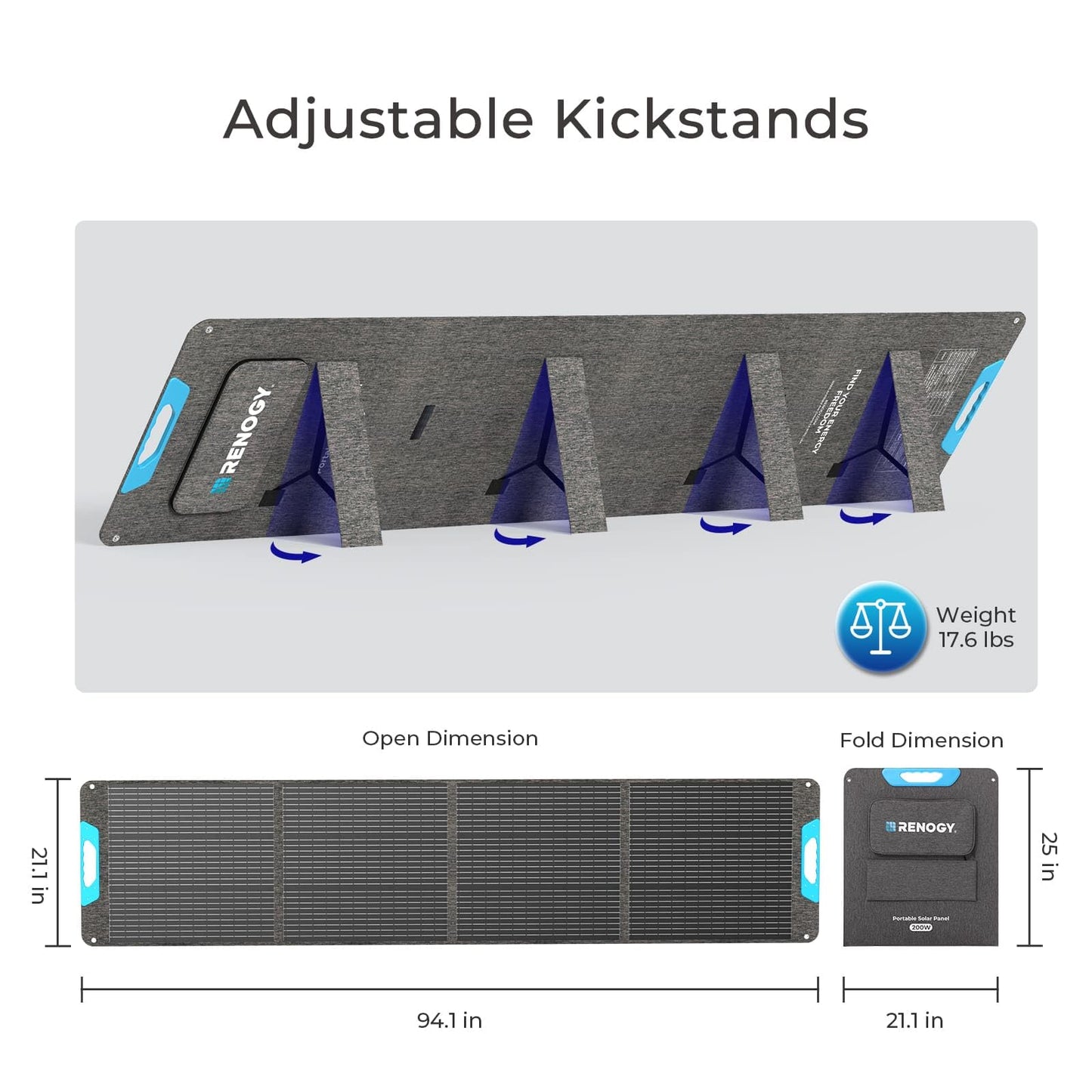 Renogy 200W Portable Solar Panel, IP65 Waterproof Foldable Solar Panel Power Backup, Solar Charger for Power Station RV Camping Off Grid