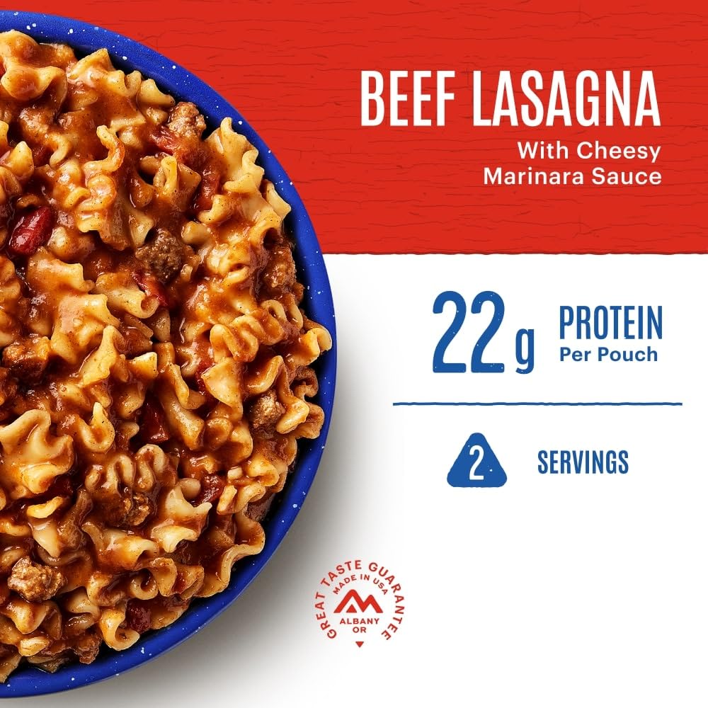 Mountain House Lasagna with Meat Sauce | Freeze Dried Backpacking & Camping Food |2 Servings