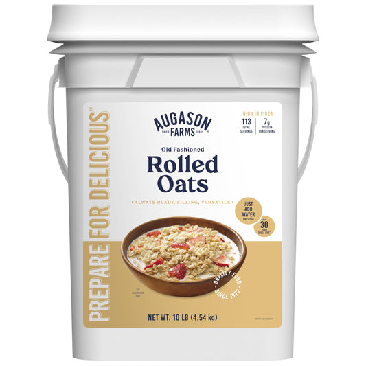 Augason Farms Regular Rolled Oats 4-Gallon Pail, Emergency Food Supply, Everyday Meals, 113 Servings