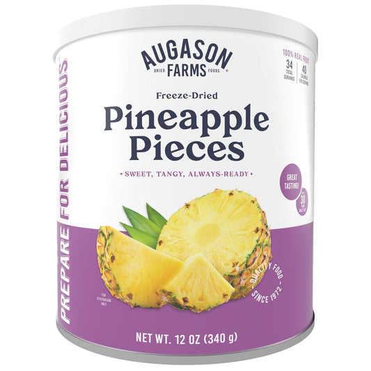 Augason Farms Freeze Dried Pineapple Pieces Can, Emergency Food Supply, Everyday Meals, 34 Servings