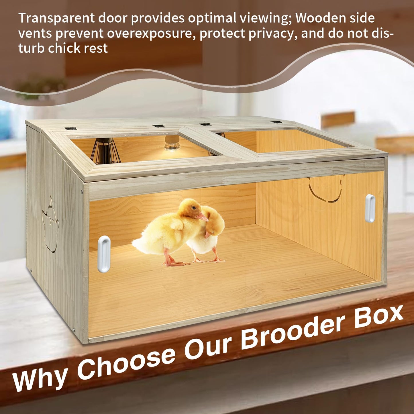 25-Piece Large Chicken Brooder Box Kit, All-in-One Kit Brooder Box, Drawer Manure Separation, Up to 35 Chicks Capacity, Brooder for Chicks, Ducks, Quails, Hamsters, Pattern C, 32" L x 16" W x 16" H