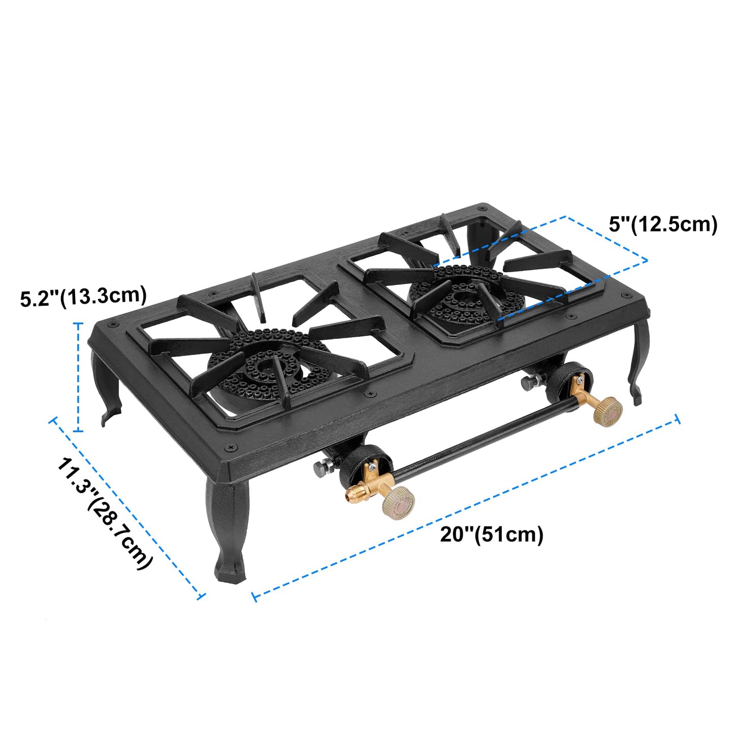 onlyfire Cast Iron Camping Stove 2 Burner Stove Propane Gas Cooker for Outdoor Camping, Barbecue Grilling, Tailgating, Hiking