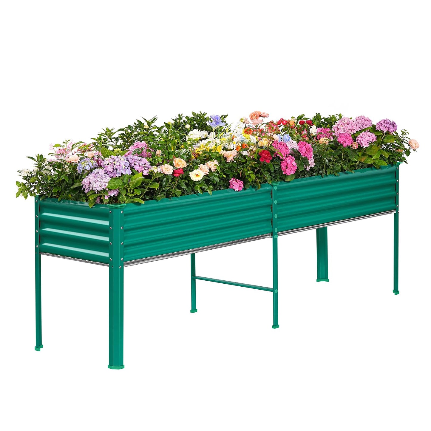 Land Guard Galvanized Raised Garden Bed with Legs, 48×24×32in Large Metal Elevated Raised Planter Box with Drainage Holes for Backyard, Patio, Balcony, 400lb Capacity