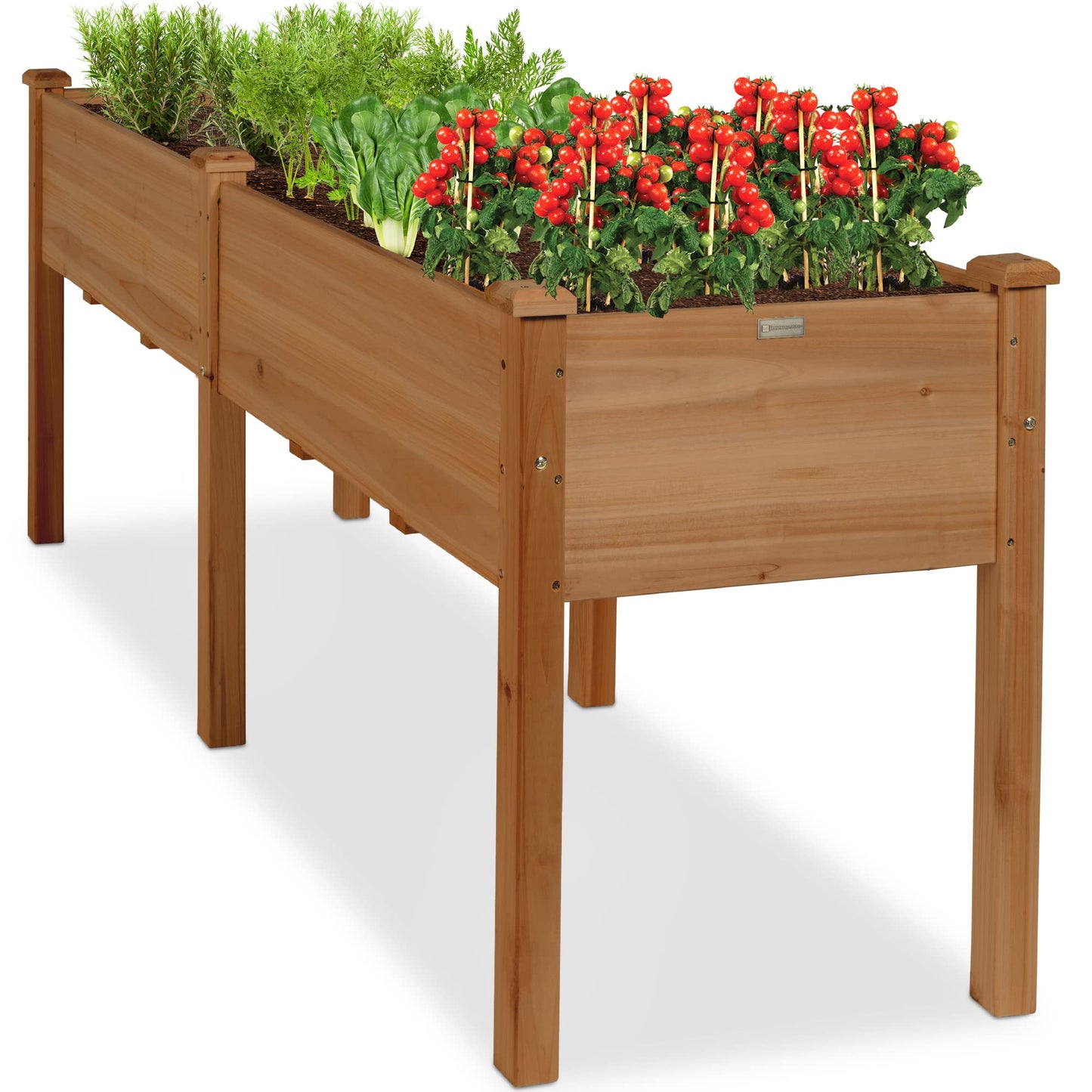 Best Choice Products 48x24x30in Raised Garden Bed, Elevated Wood Planter Box Stand for Backyard, Patio, Balcony w/Bed Liner, 200lb Capacity - Natural