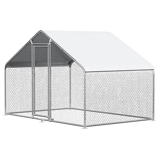 Chicken Coop Large Metal Chicken Run for 6/10 Chickens Poultry Cage with Waterproof Cover for Duck Walk-in Chicken Pen for Yard