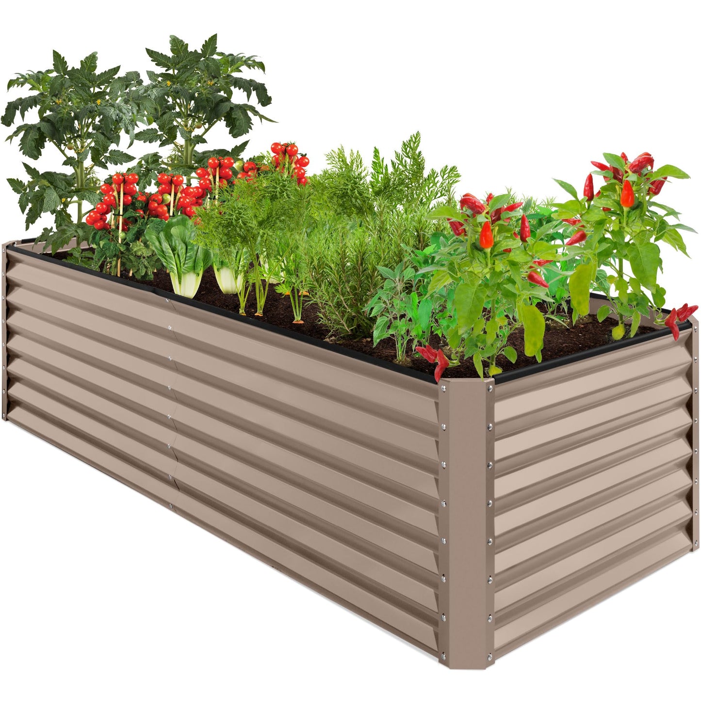 Best Choice Products 8x4x2ft Outdoor Metal Raised Garden Bed, Deep Root Planter Box for Vegetables, Flowers, Herbs, and Succulents w/ 478 Gallon Capacity - Gray