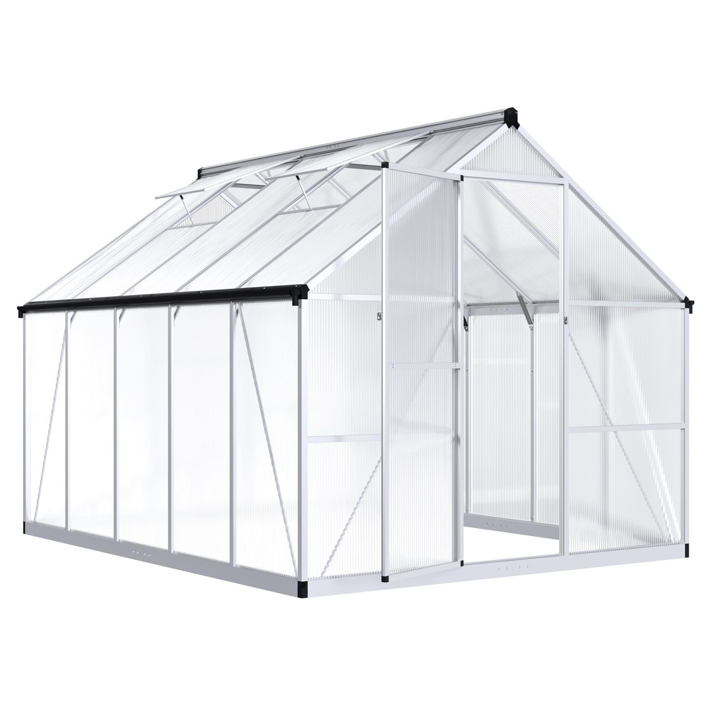 6x7.5 FT Greenhouse for Outdoors, Polycarbonate Greenhouse with Quick Setup Structure and Roof Vent, Aluminum Large Walk-in Greenhouse for Outside Garden Backyard, Black