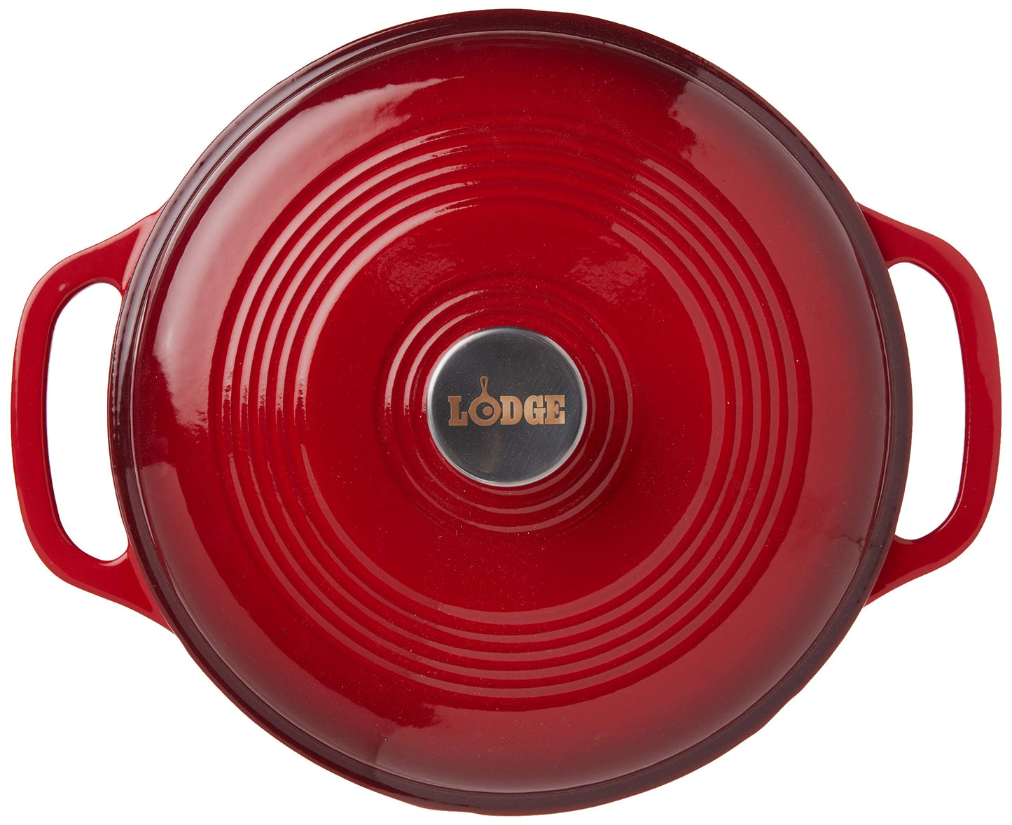 Lodge 6 Quart Enameled Cast Iron Dutch Oven with Lid – Dual Handles – Oven Safe up to 500° F or on Stovetop - Use to Marinate, Cook, Bake, Refrigerate and Serve – Blue