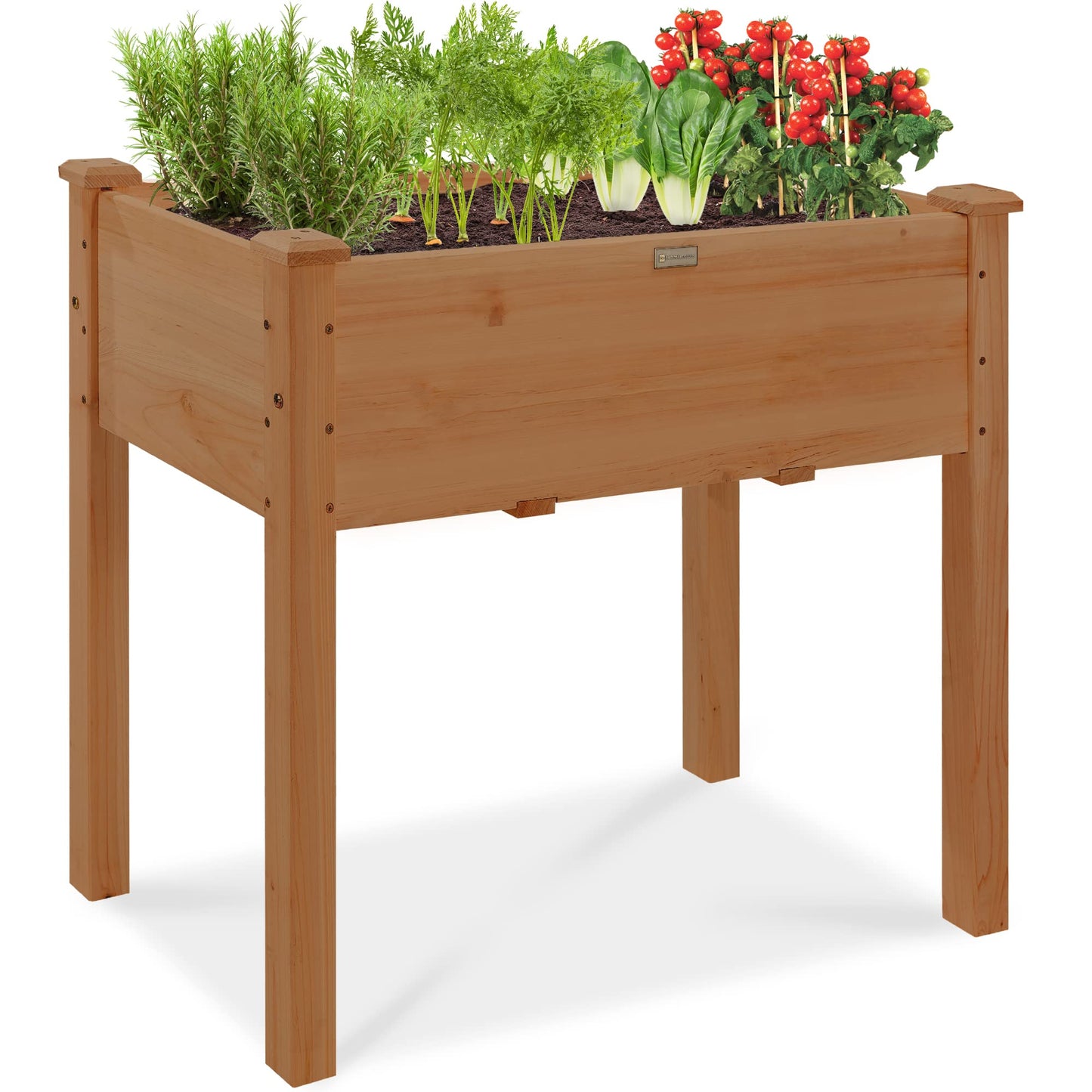 Best Choice Products 48x24x30in Raised Garden Bed, Elevated Wood Planter Box Stand for Backyard, Patio, Balcony w/Bed Liner, 200lb Capacity - Natural