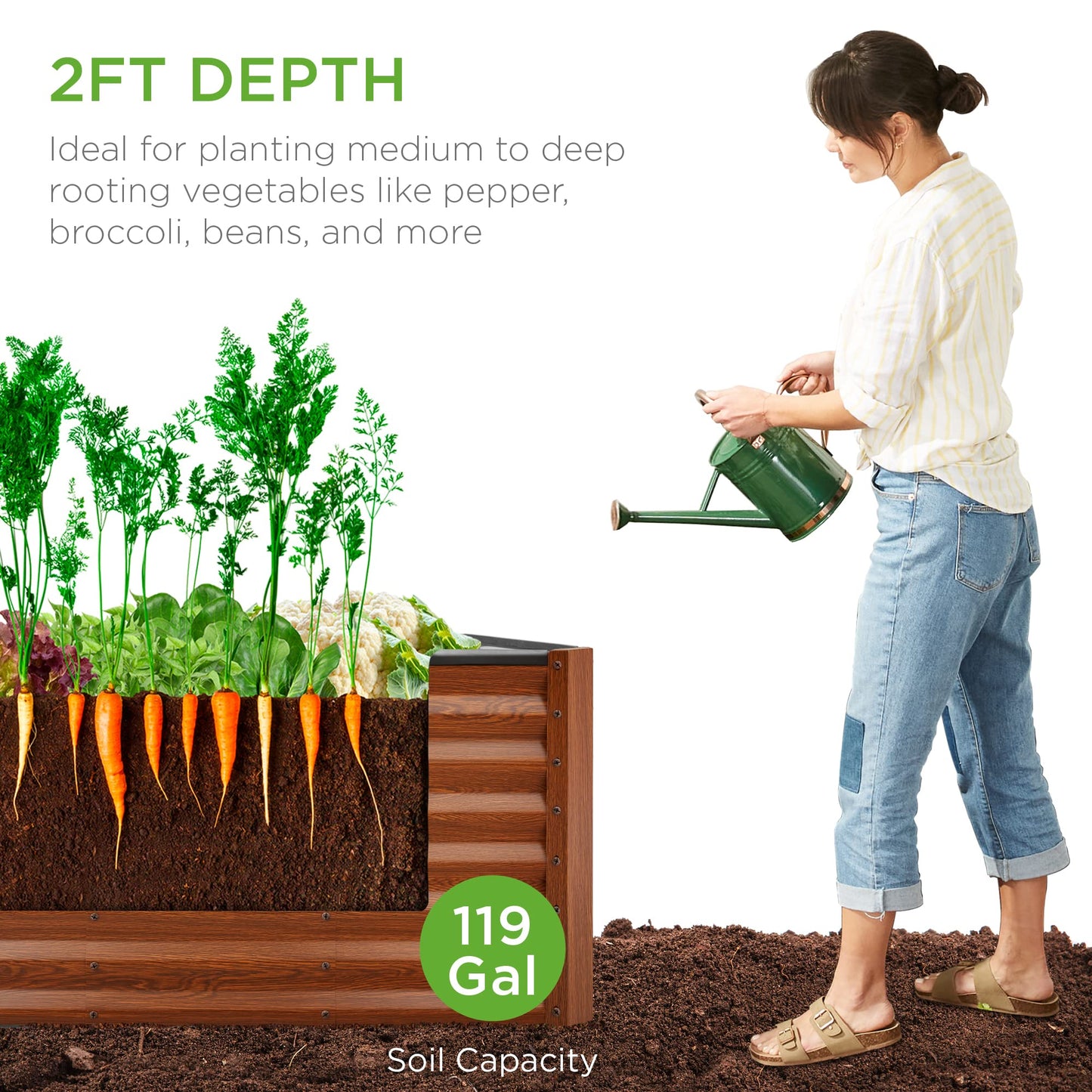 Best Choice Products 8x4x2ft Outdoor Metal Raised Garden Bed, Deep Root Planter Box for Vegetables, Flowers, Herbs, and Succulents w/ 478 Gallon Capacity - Gray