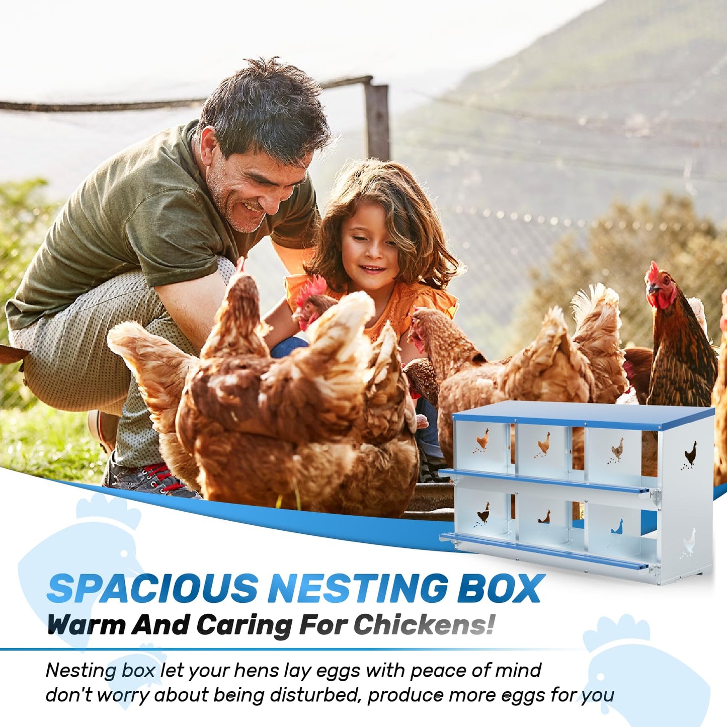 Chicken Nesting Box 8 Compartments Laying Boxes for Chicken Hens Ducks Poultry Protect Eggs Chicken Coop Easy Egg Collection Wall Mount Metal Nest Box for Chicken Coop