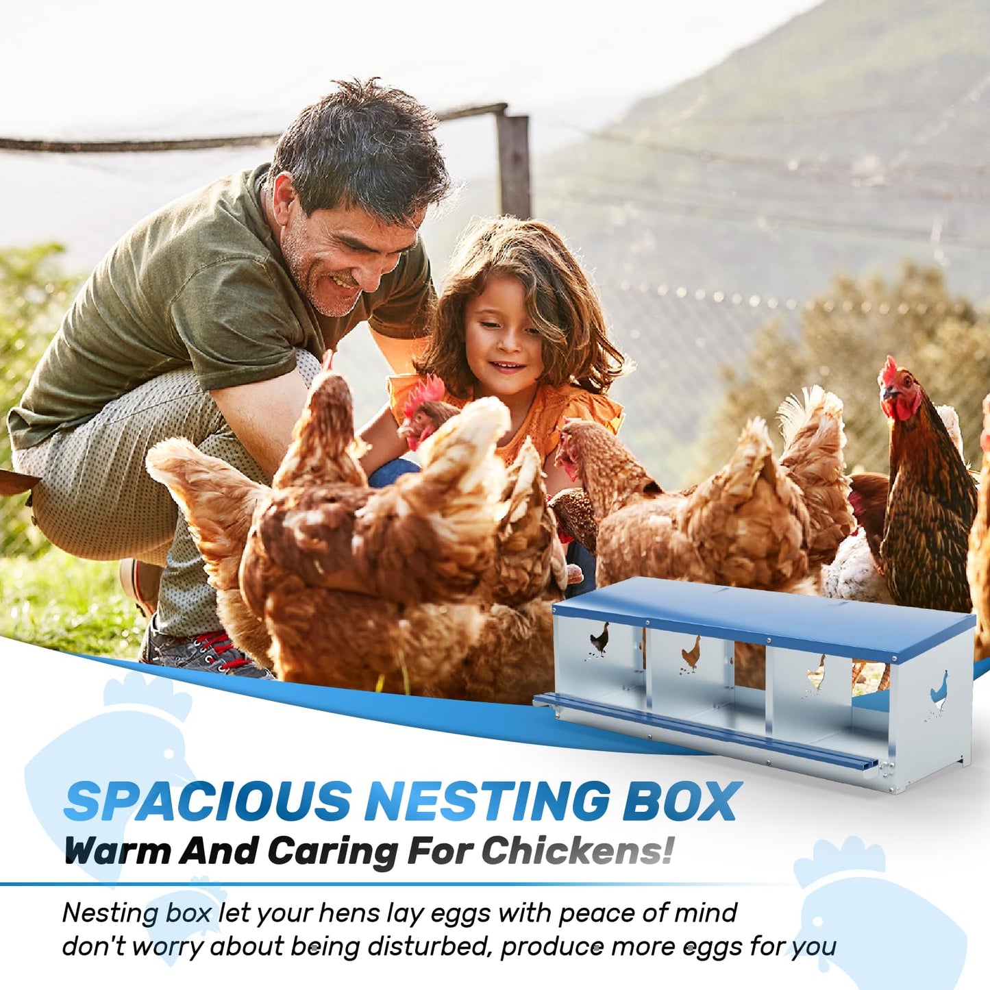 Chicken Nesting Box 8 Compartments Laying Boxes for Chicken Hens Ducks Poultry Protect Eggs Chicken Coop Easy Egg Collection Wall Mount Metal Nest Box for Chicken Coop