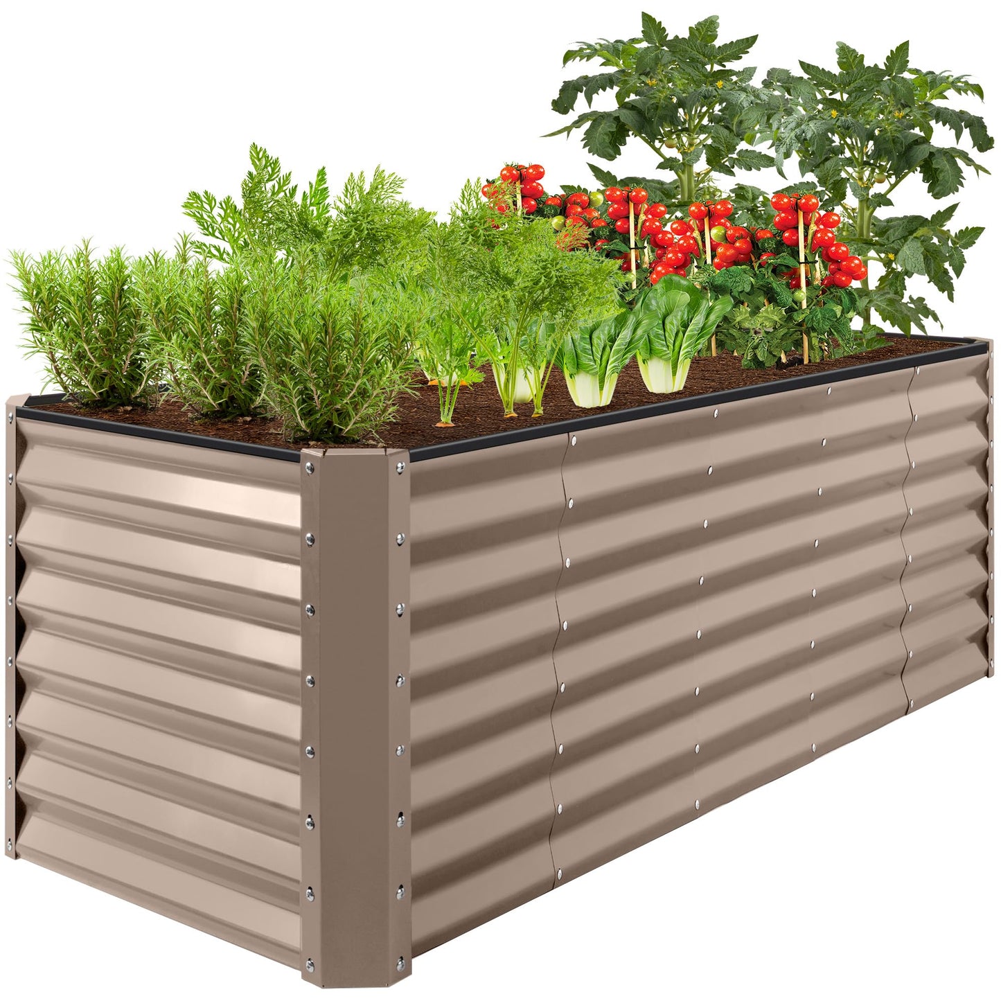 Best Choice Products 8x4x2ft Outdoor Metal Raised Garden Bed, Deep Root Planter Box for Vegetables, Flowers, Herbs, and Succulents w/ 478 Gallon Capacity - Gray