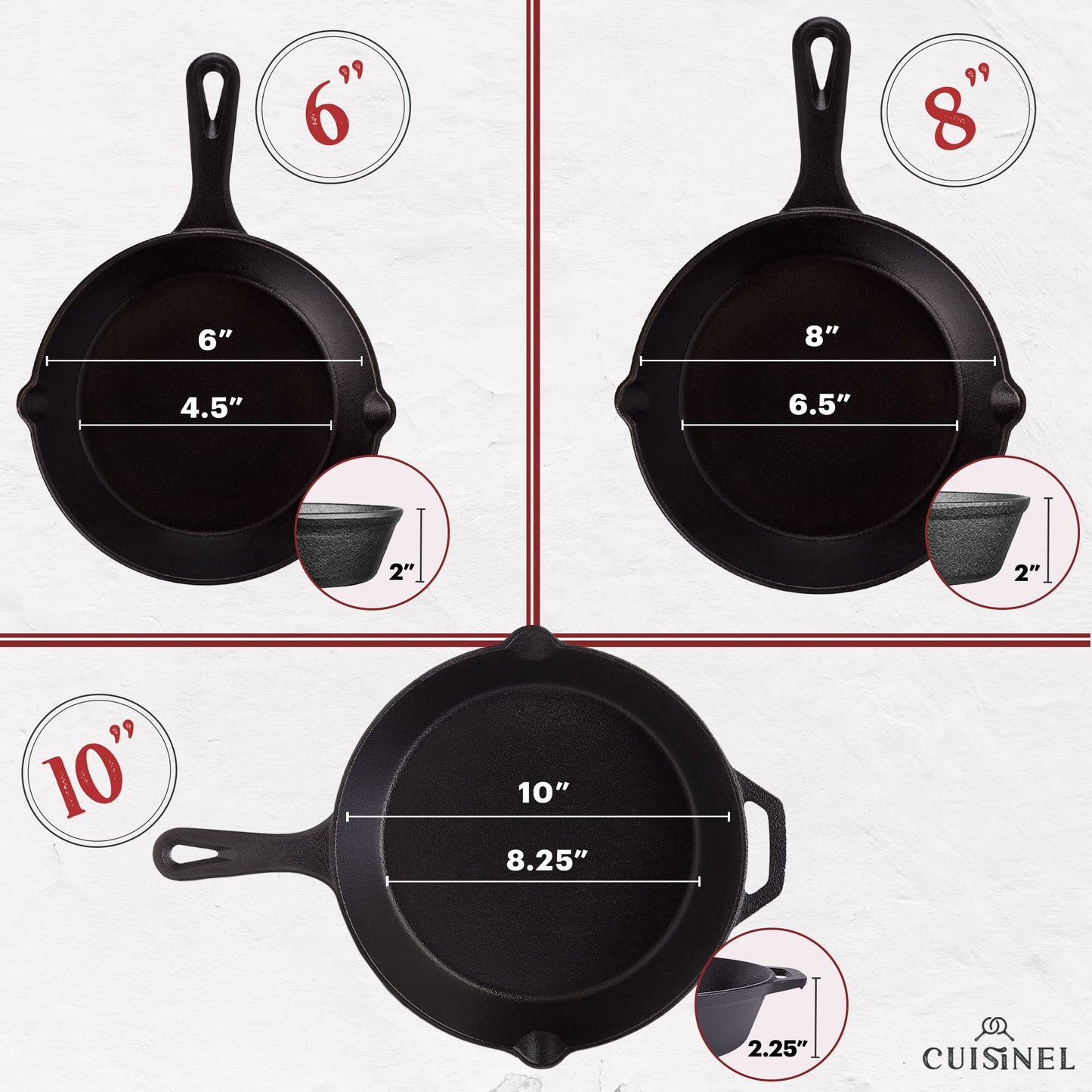 Cuisinel Cast Iron Skillet with Lid - 12"-inch Pre-Seasoned Covered Frying Pan Set + Silicone Handle & Lid Holders + Scraper/Cleaner - Indoor/Outdoor, Oven, Stovetop, Camping Fire, Grill Safe Cookware