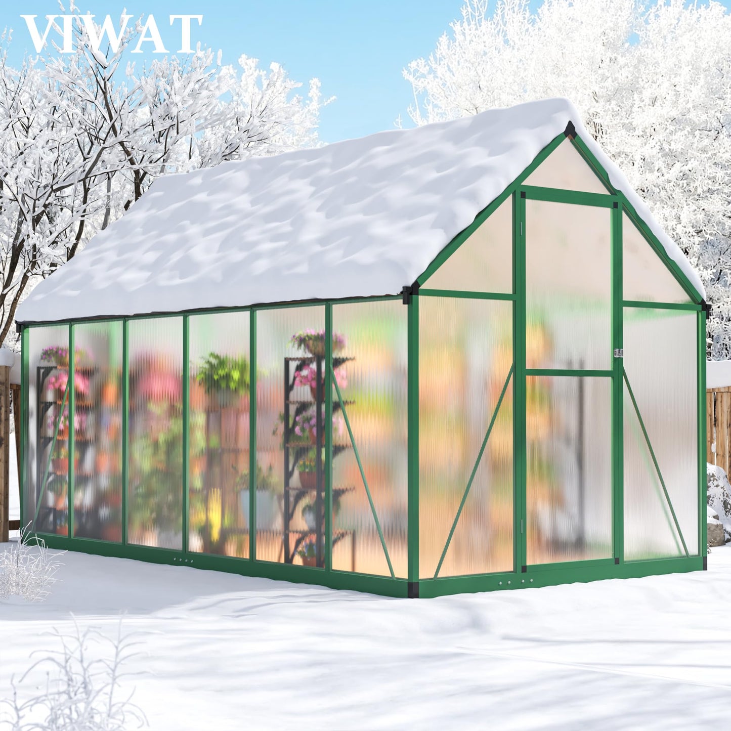 6x7.5 FT Greenhouse for Outdoors, Polycarbonate Greenhouse with Quick Setup Structure and Roof Vent, Aluminum Large Walk-in Greenhouse for Outside Garden Backyard, Black