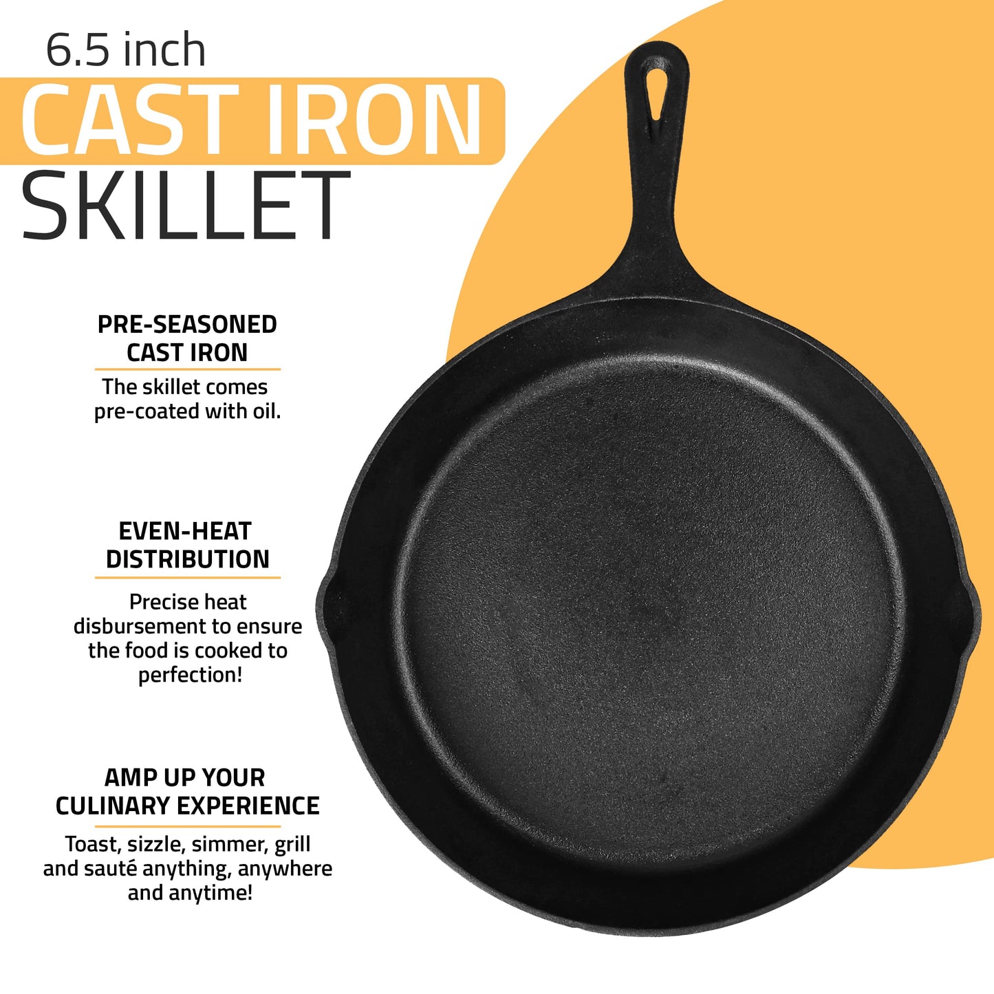 Utopia Kitchen Saute Fry Pan - Chefs Pan, Pre-Seasoned Cast Iron Skillet - Frying Pan 12 Inch - Safe Grill Cookware for Indoor & Outdoor Use - Cast Iron Pan (Black)