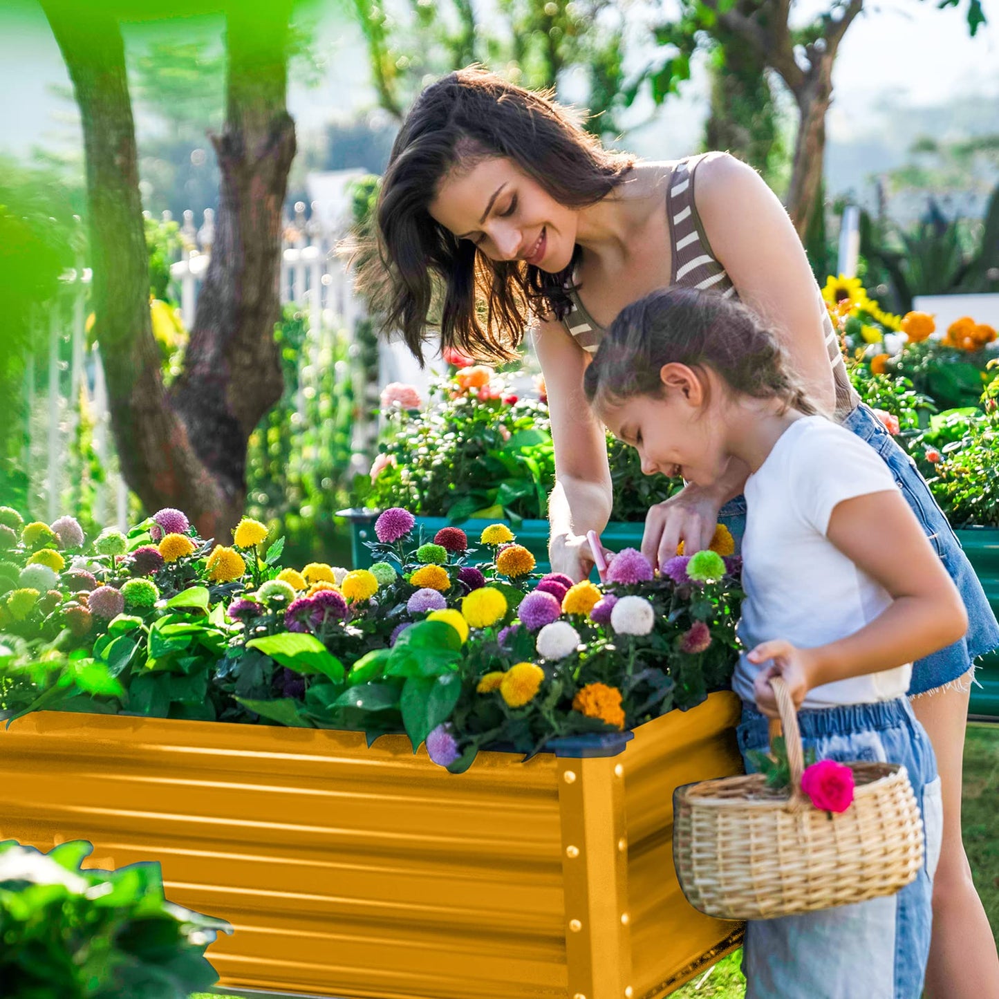 Land Guard Galvanized Raised Garden Bed with Legs, 48×24×32in Large Metal Elevated Raised Planter Box with Drainage Holes for Backyard, Patio, Balcony, 400lb Capacity