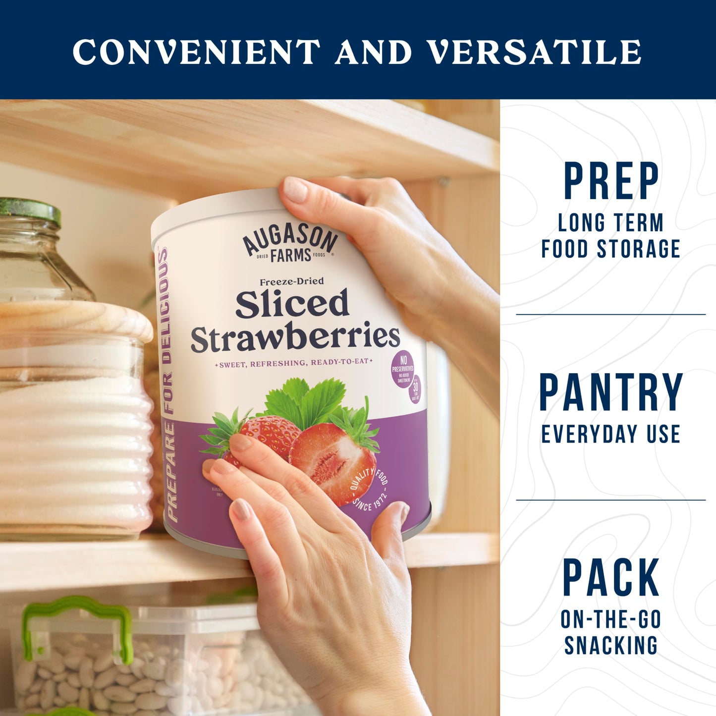 Augason Farms Freeze Dried Sliced Strawberries Can, Emergency Food Supply, Everyday Meals, 18 Servings