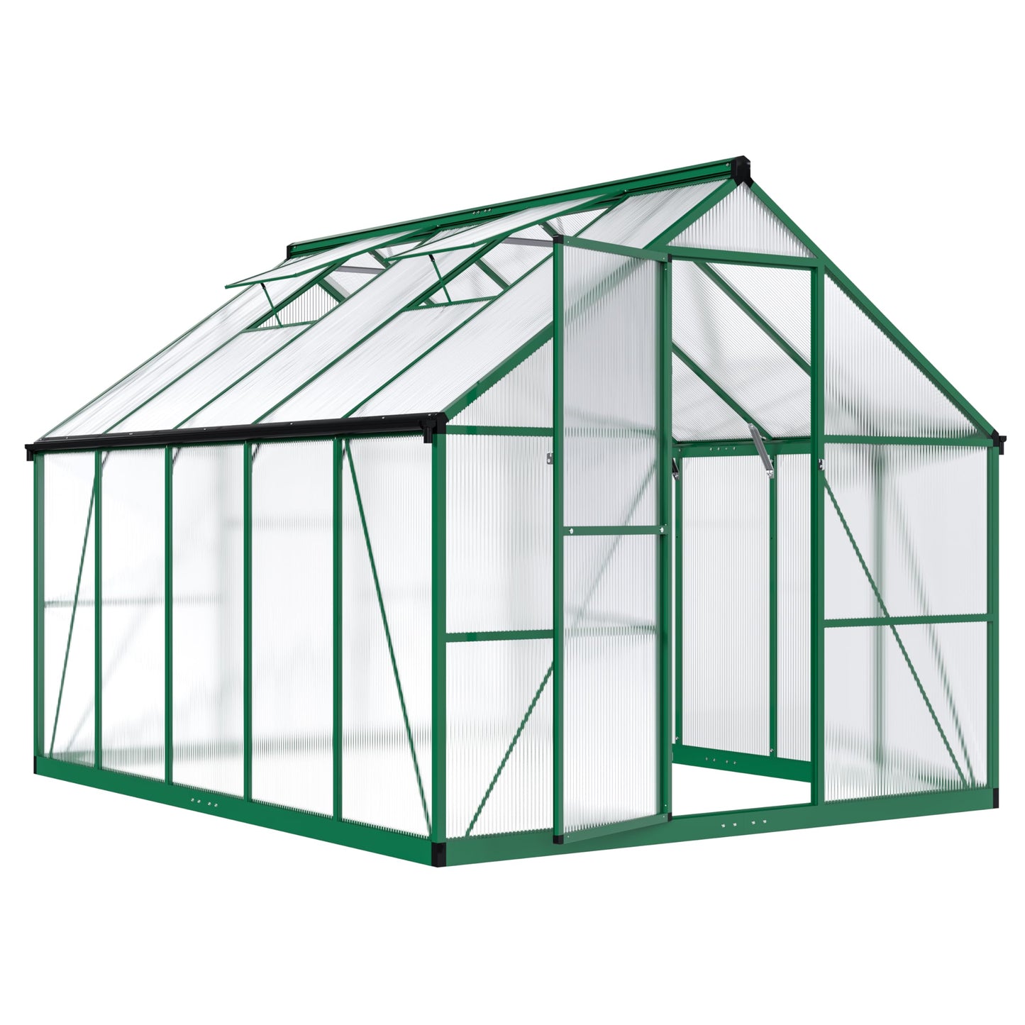 6x7.5 FT Greenhouse for Outdoors, Polycarbonate Greenhouse with Quick Setup Structure and Roof Vent, Aluminum Large Walk-in Greenhouse for Outside Garden Backyard, Black